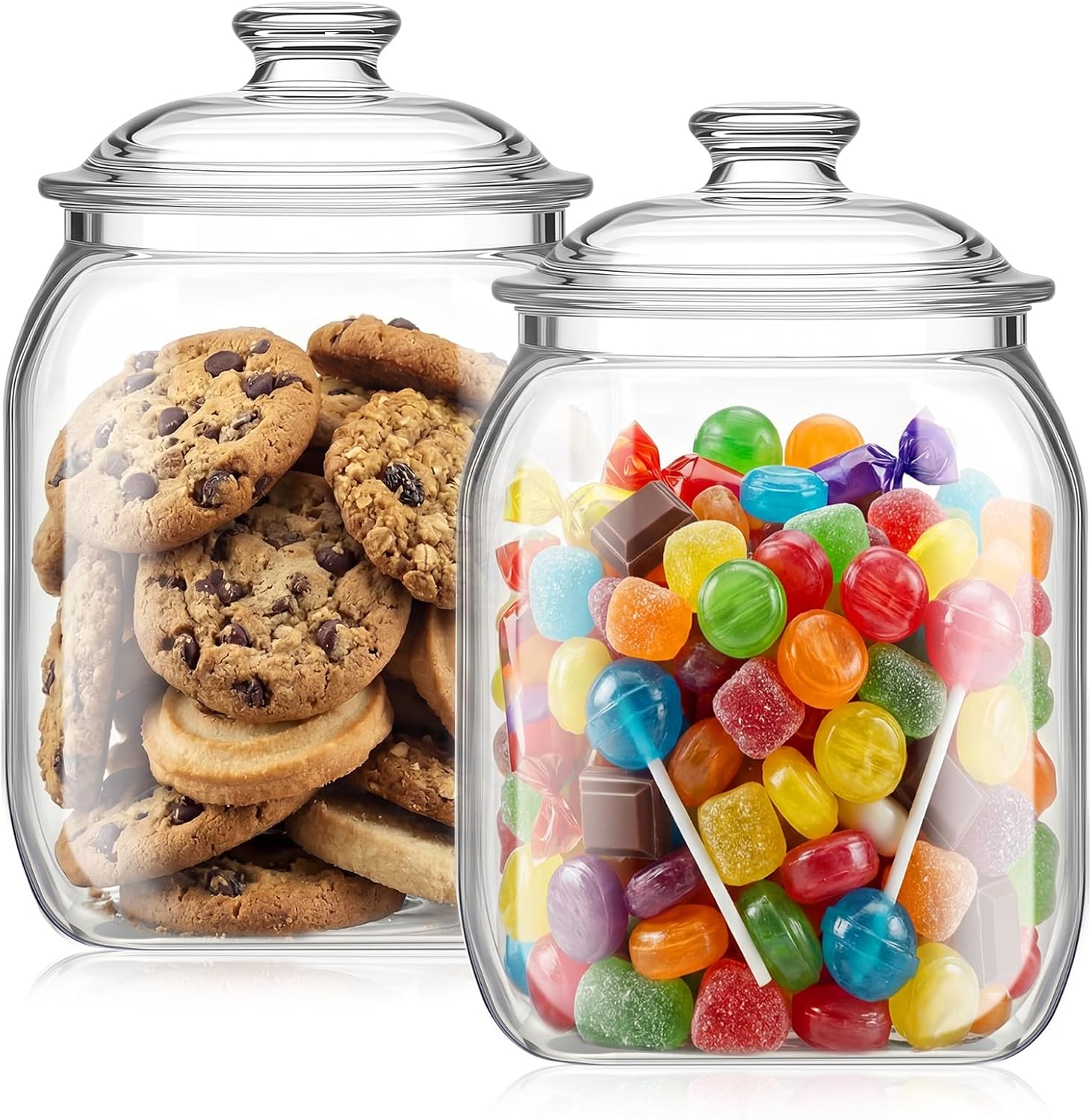Food Storage Jar Glass - 2 Pack Acrylic Cookie Candy Jar