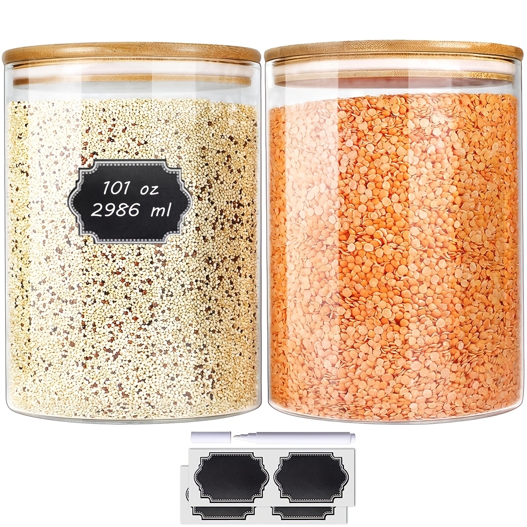 Food Storage Without Pantry - Set of 2 Large (101Oz) Glass