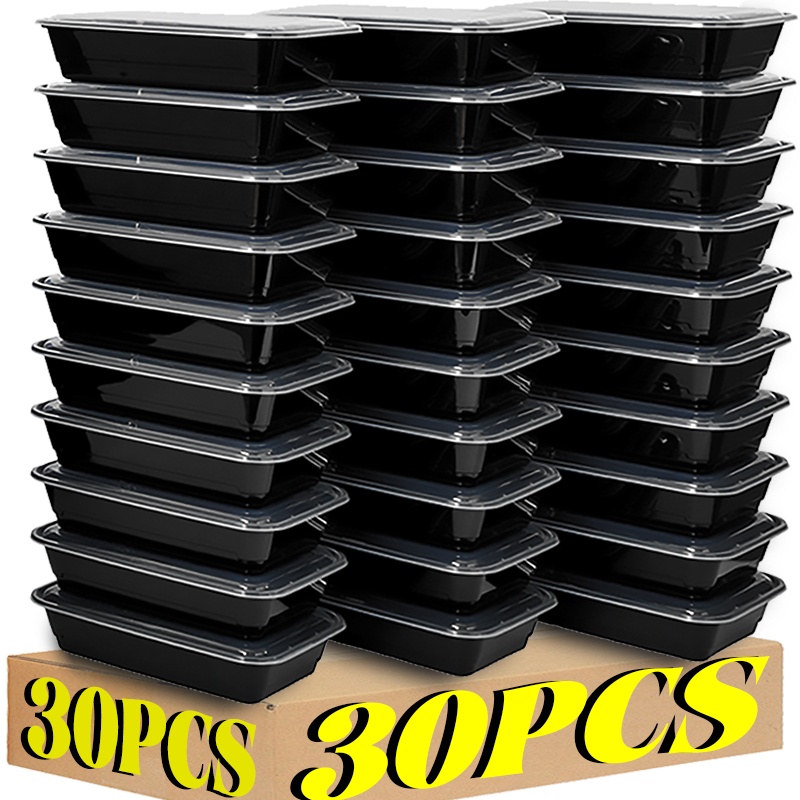Food Storage Made Easy - 480/650/870ML Disposable Food Containers Black Kitchen