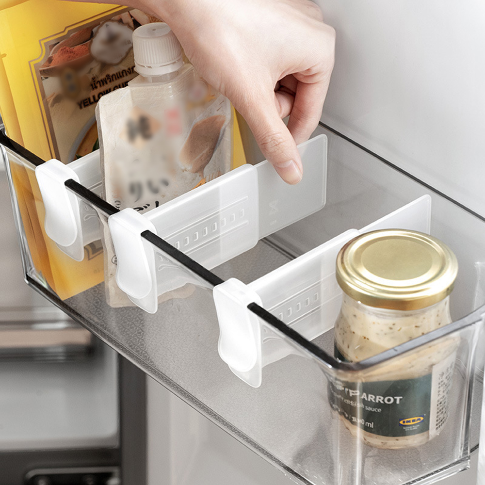 Food Storage With Dividers - 4/8-Pack Transparent Refrigerator Dividers Retractable Side