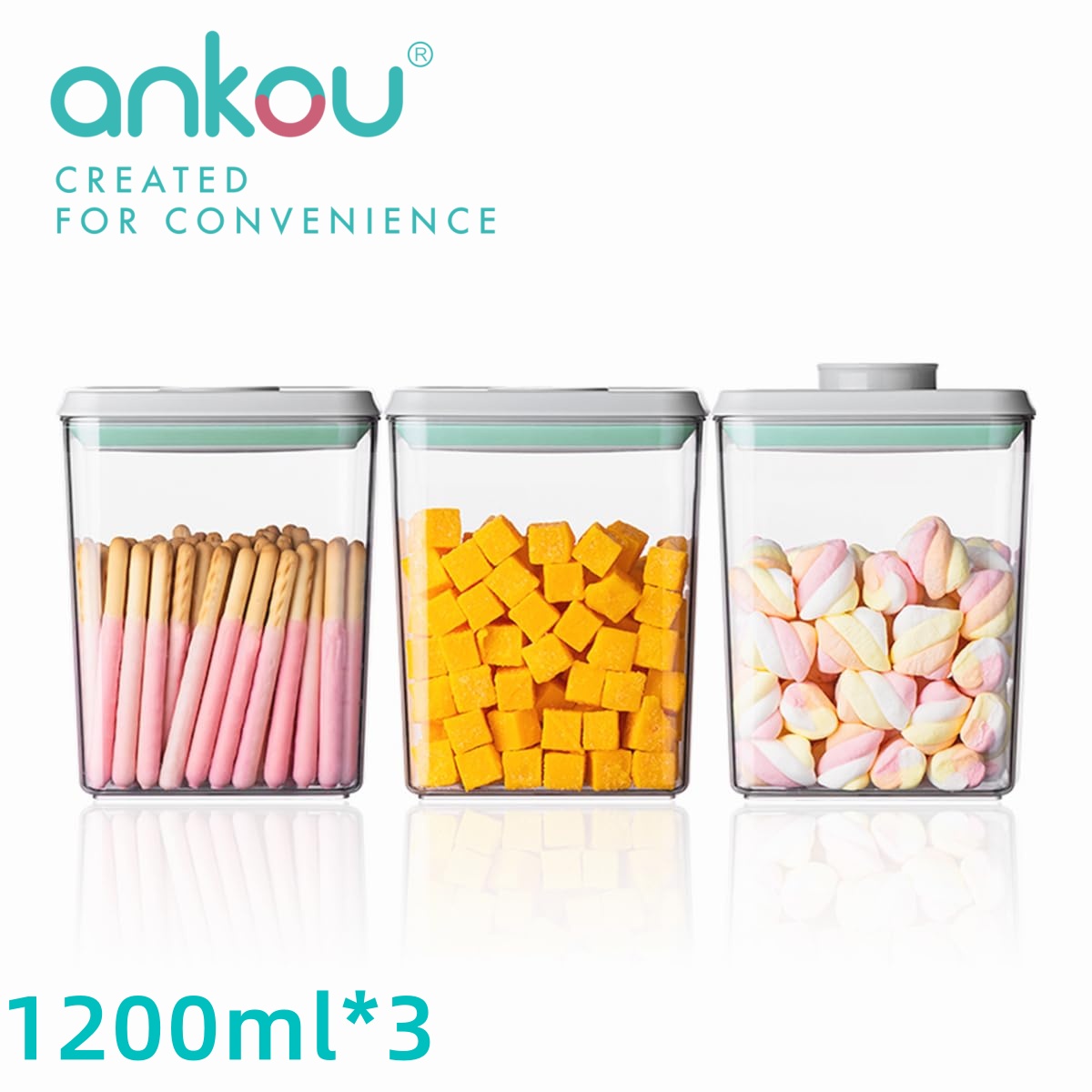 Food Storage And Container - Ankou 3Pcs 1.2L Pop Airtight Food