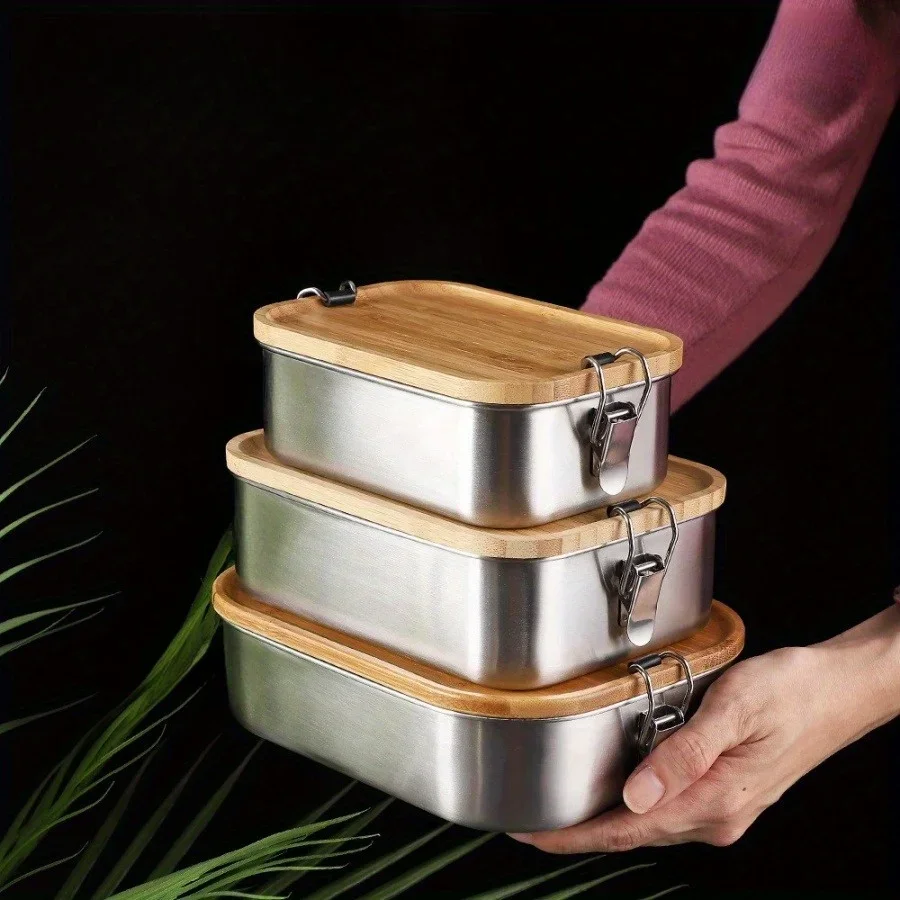 Food Storage And Organizer - New 304 stainless steel bamboo lid