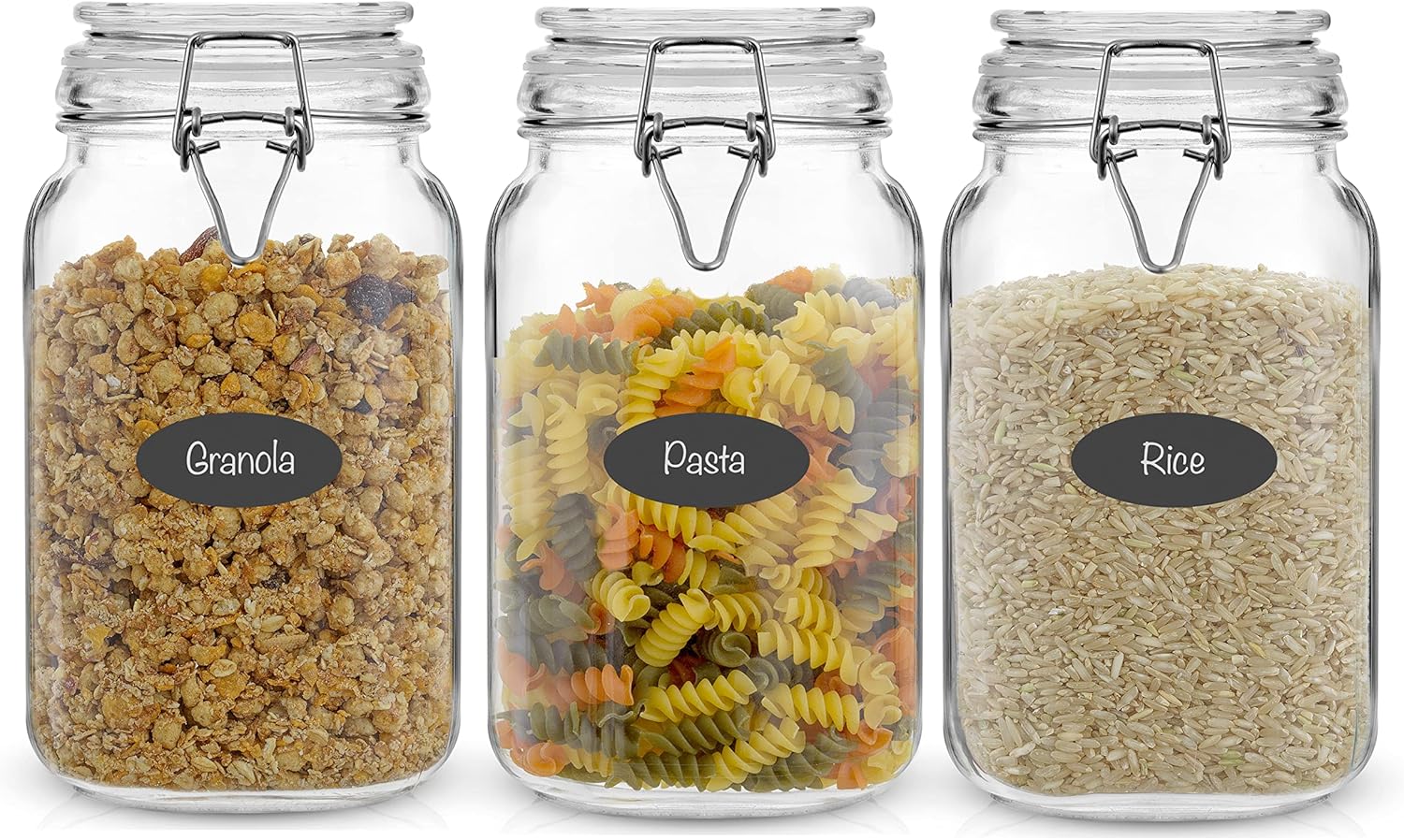 Food Storage Jar Glass - Airtight Glass Jars with Lids Set