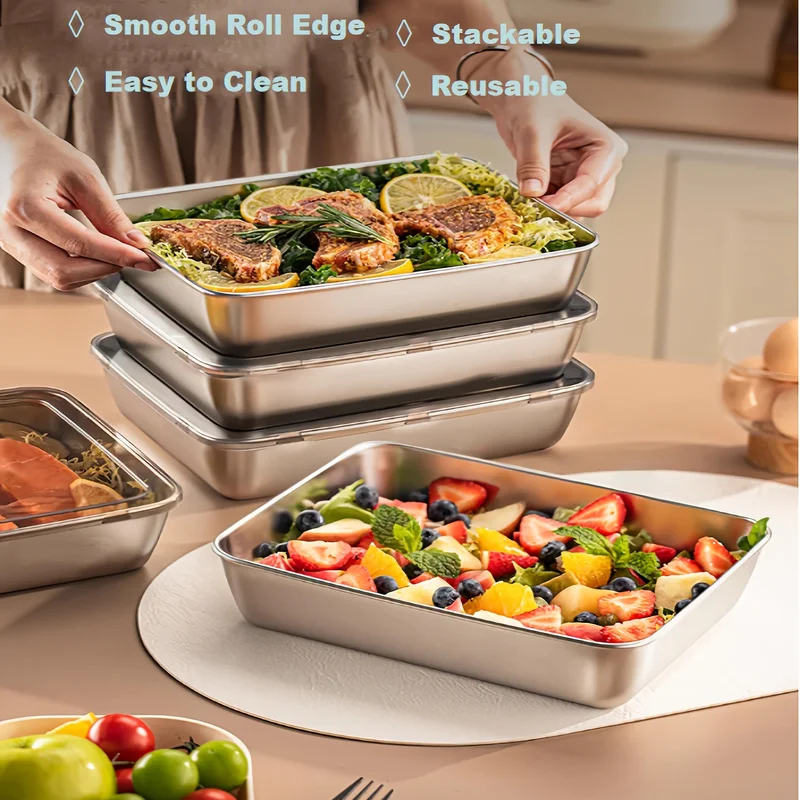 Food Storage And Organizer - 3pcs Stainless Steel Food Containers &