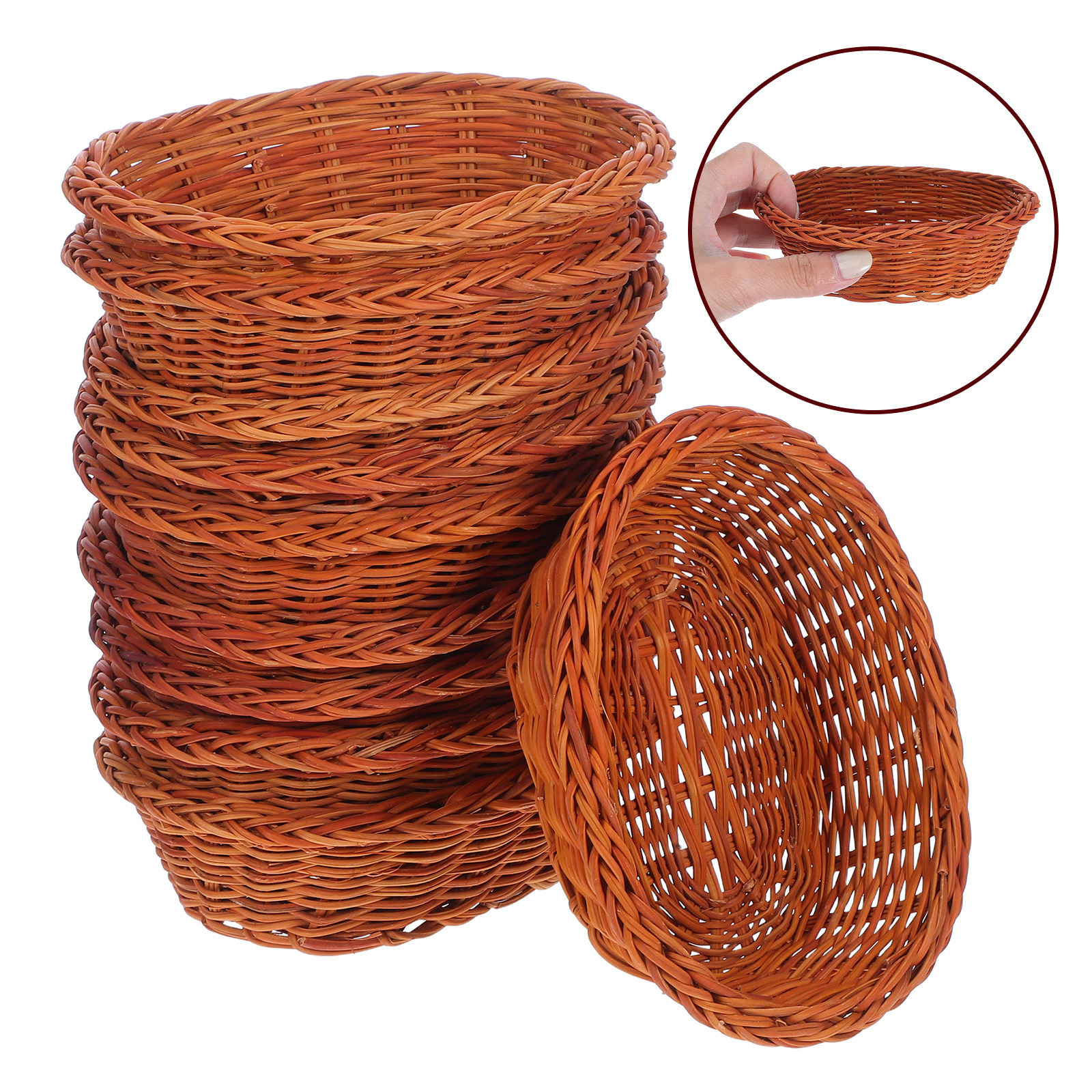 Food Storage And Organizer - 10Pcs Rattan Bread Basket Small Oval