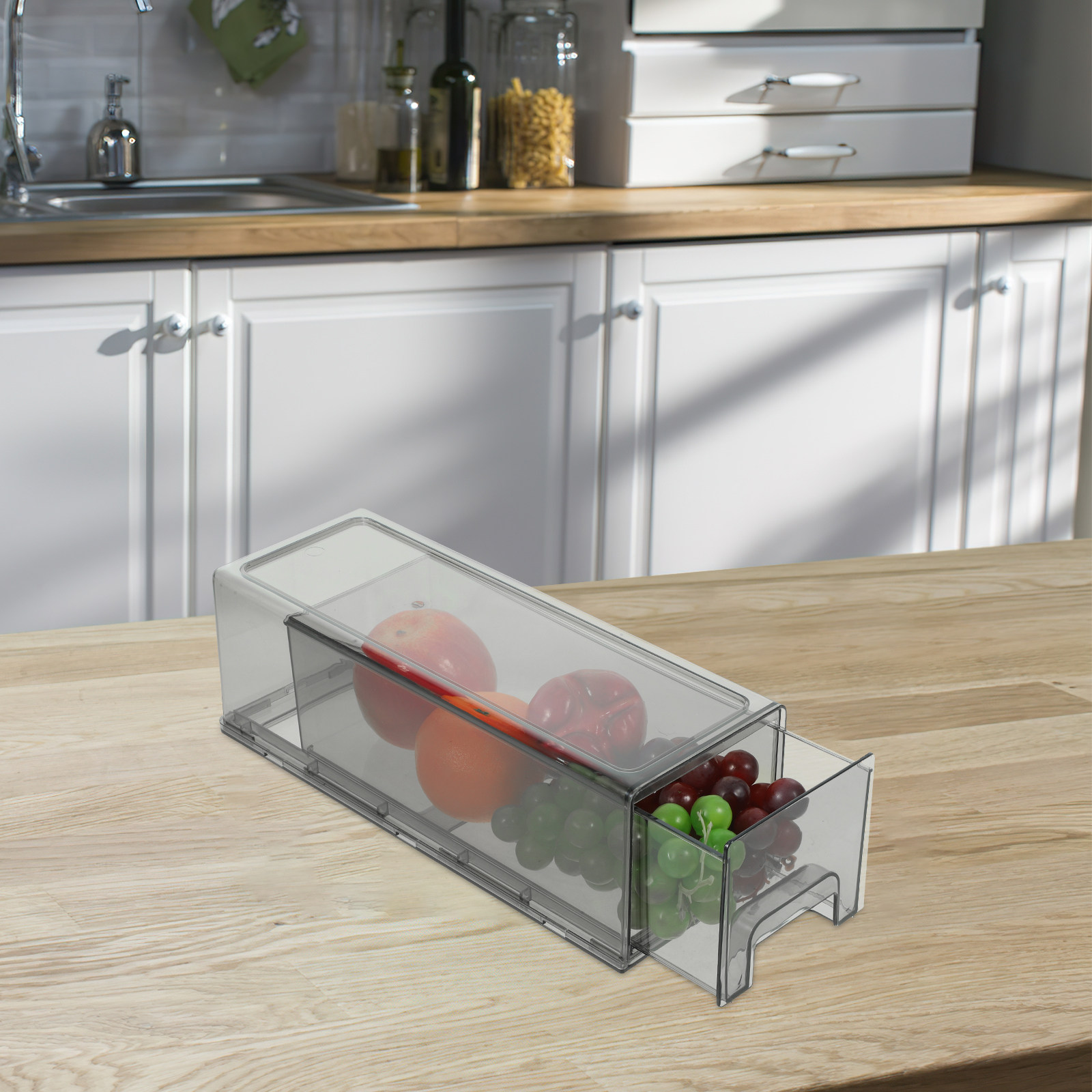Food Storage Without Pantry - Stackable Refrigerator Organizer Bin Pull-Out Drawer