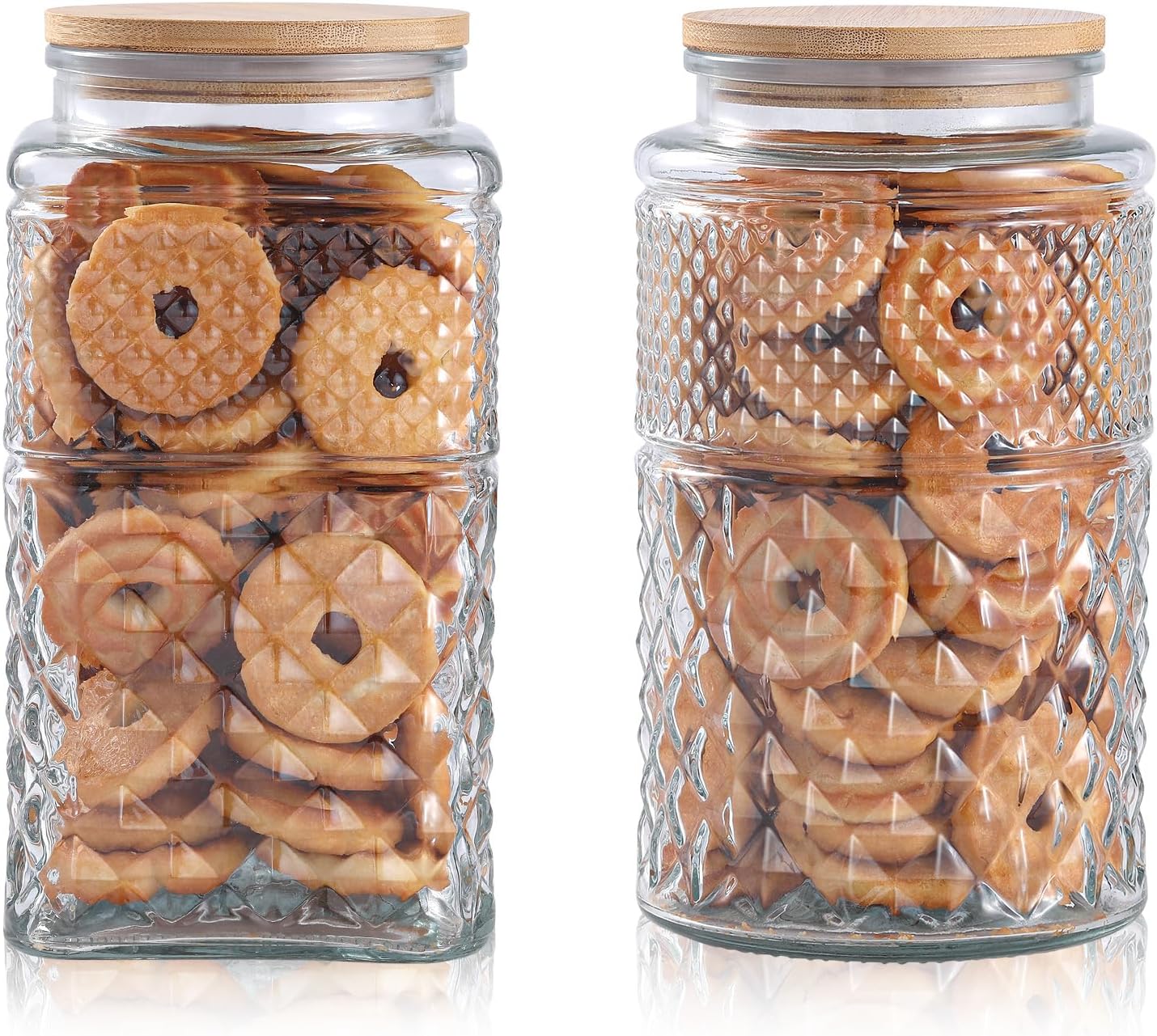 Food Storage Jar Glass - 0.7Gallon/2600ml Glass Cookie Jar, Set of