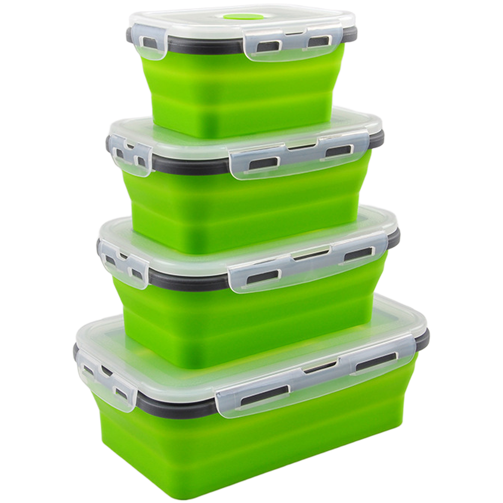 Food Storage Microwave Safe - Foldable Silicone Lunch Box Set 4pcs