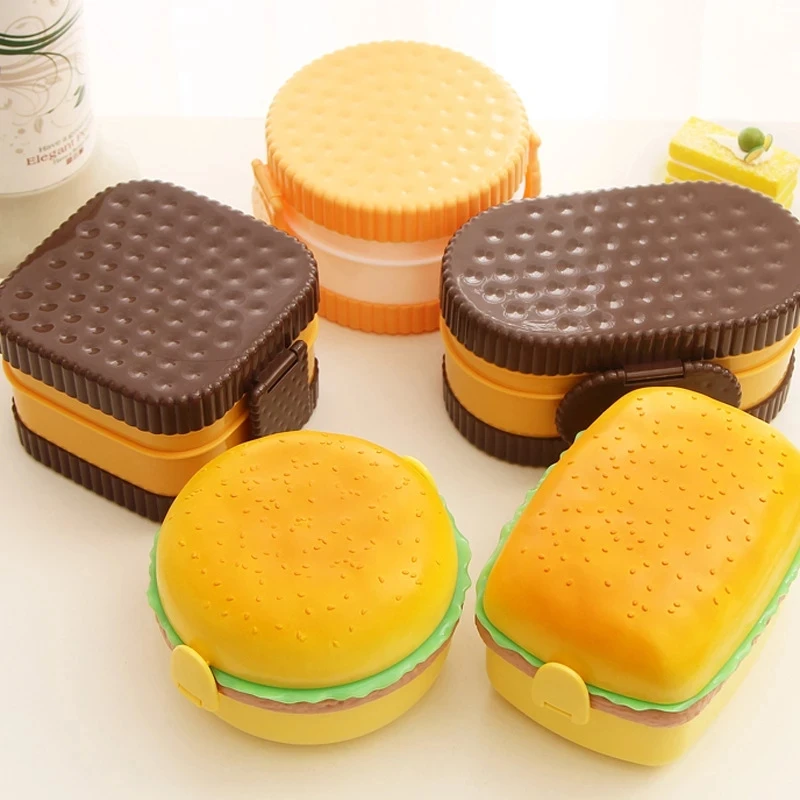 Food Storage Drawer Organizer - Hamburger Lunch Box Double Tier Cute