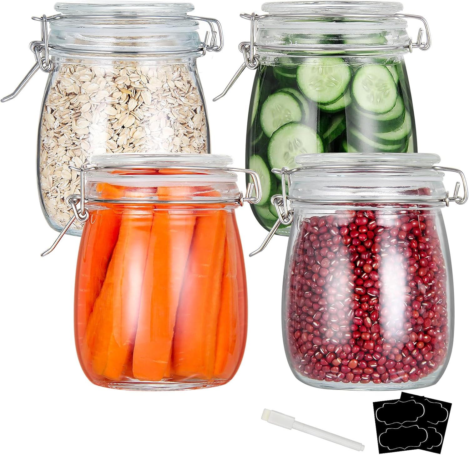 Food Storage Jar Glass - 24oz Food Storage Canister Glass Jars