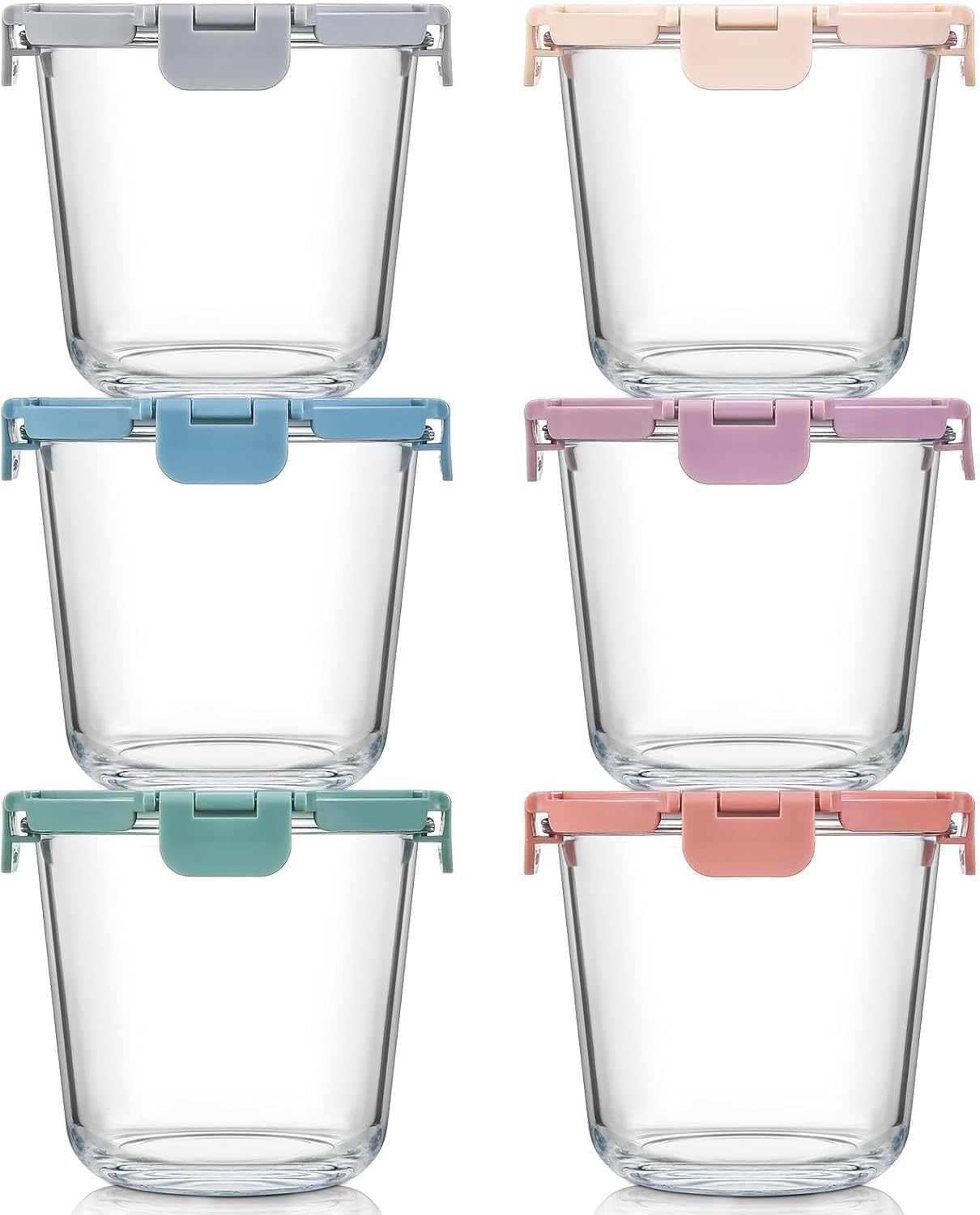 Food Storage Jar Glass - [UPGRADED LID] 6 Sets 3 Cup/24oz