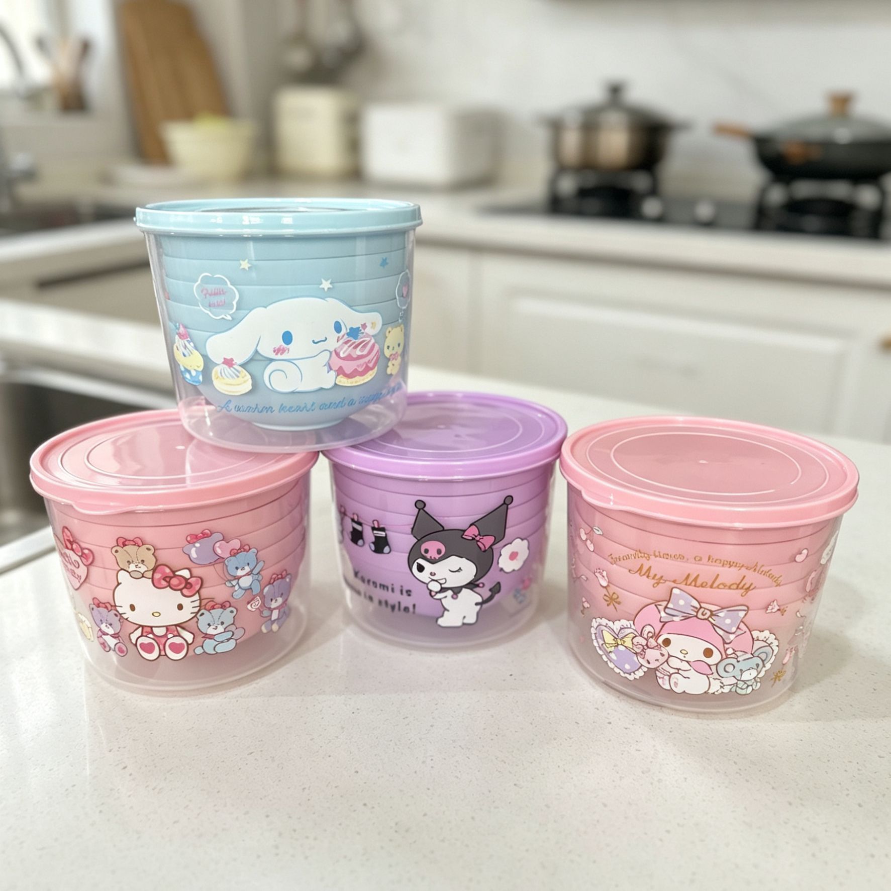 Food Storage With Dividers - Anime Sanrio Round Hello Kitty Food