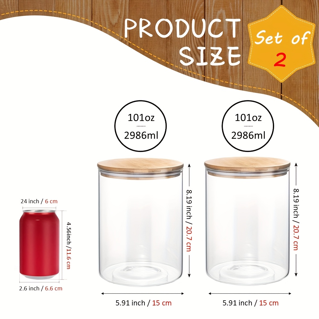 Set of 2 Large (101Oz) Glass C - Food Storage Without Pantry reseña y precio