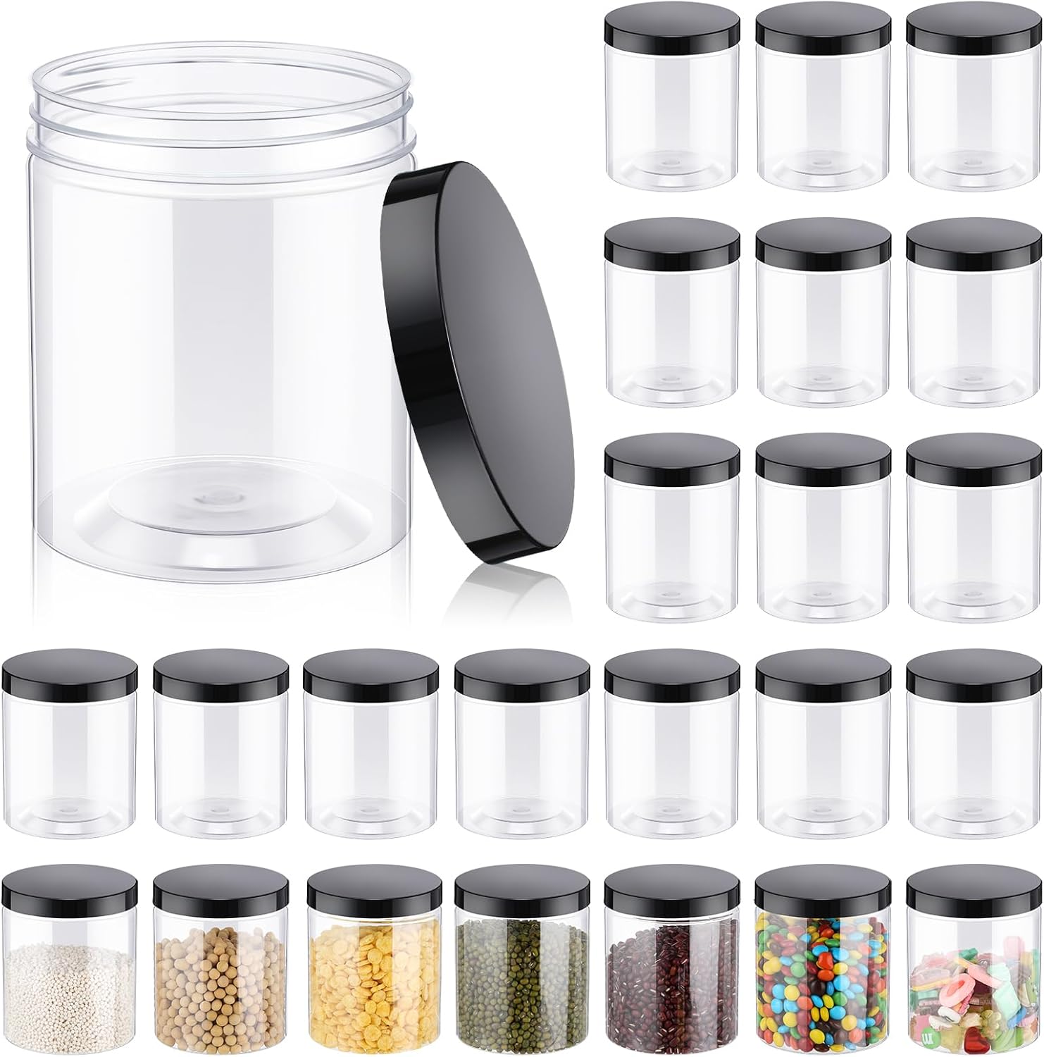 24 Pcs 16oz Plastic Jars with  - Food Storage Jar Glass reseña y precio