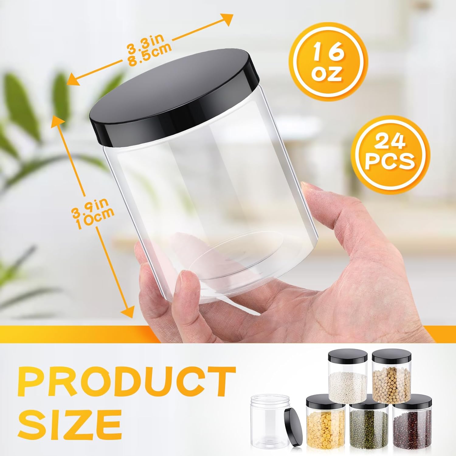 24 Pcs 16oz Plastic Jars with  - Food Storage Jar Glass reseña y precio