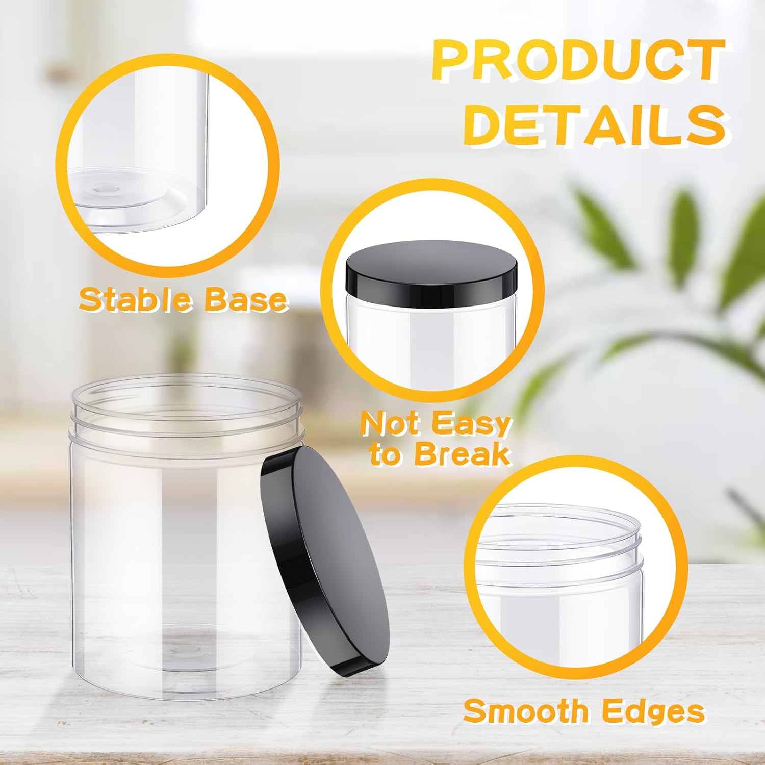 24 Pcs 16oz Plastic Jars with  - Food Storage Jar Glass reseña y precio