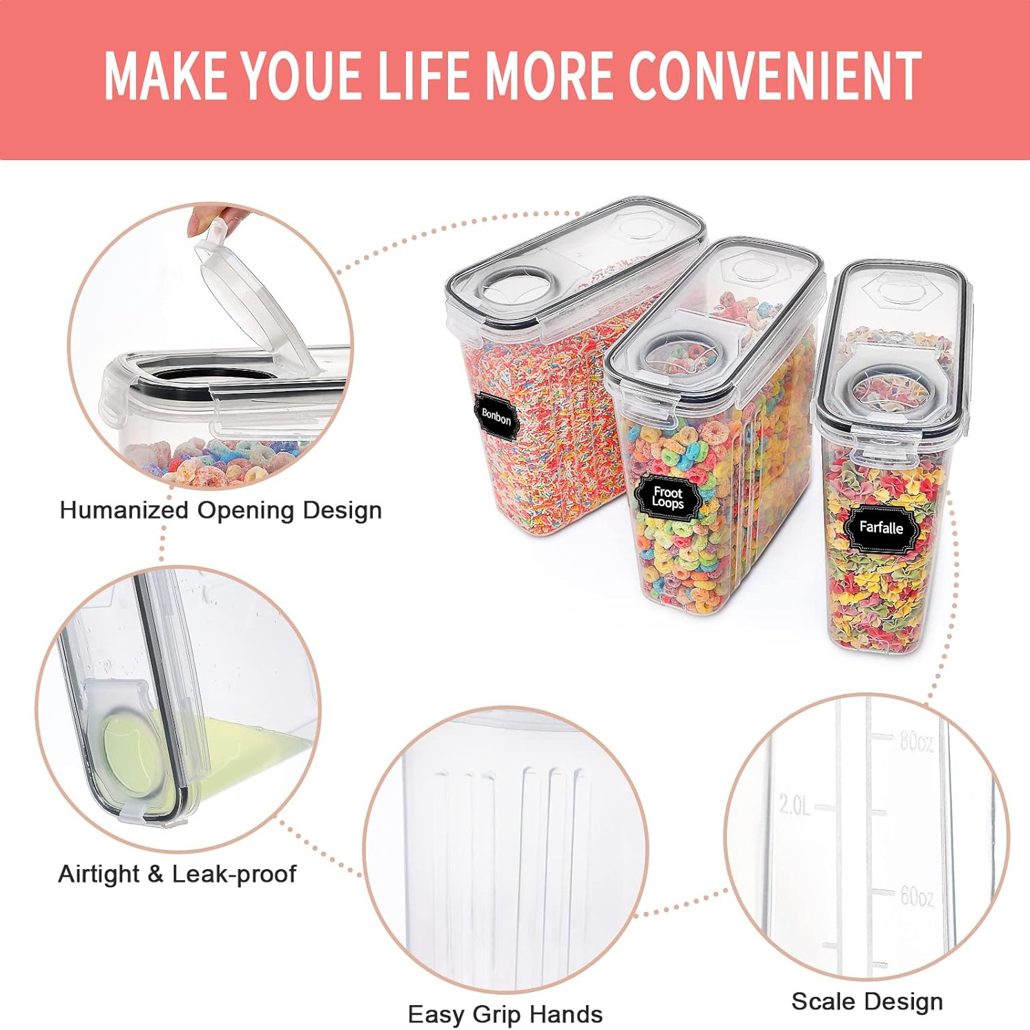 2.5L Cereal Storage Containers - Food Storage Made Easy reseña y precio
