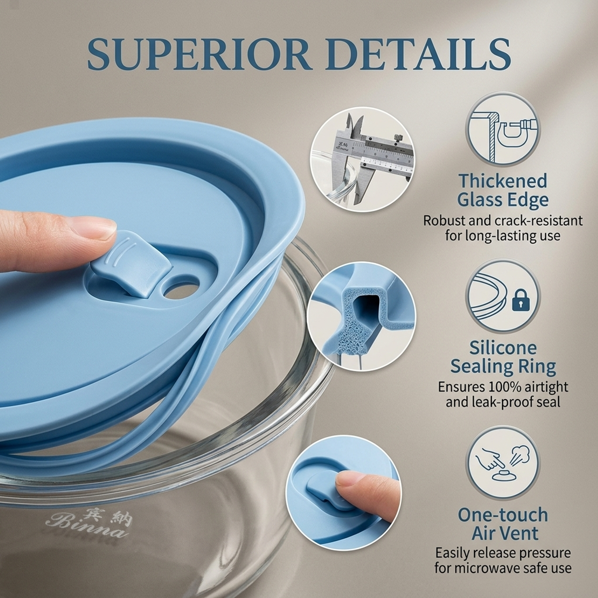Rock Blue Round Glass Food Sto - Food Storage Microwave Safe reseña y precio
