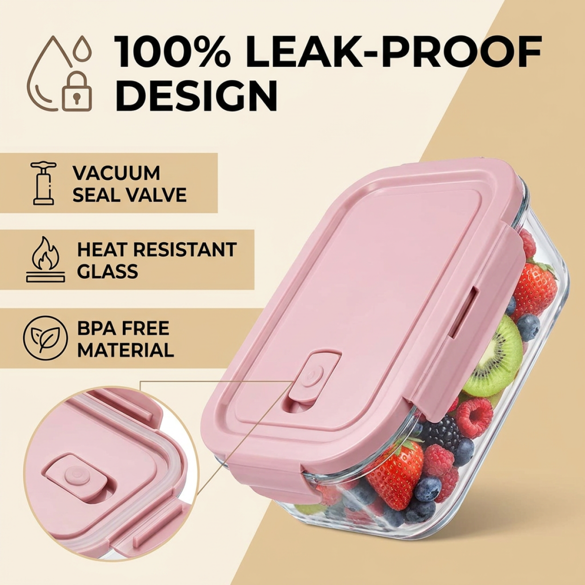 Pink Glass Food Storage Contai - Food Storage Microwave Safe reseña y precio