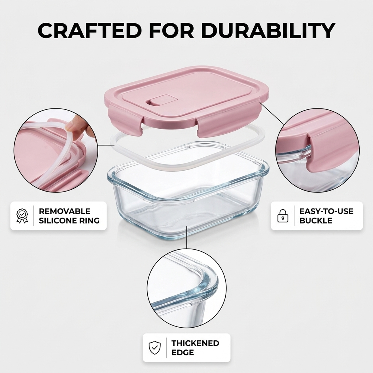 Pink Glass Food Storage Contai - Food Storage Microwave Safe reseña y precio