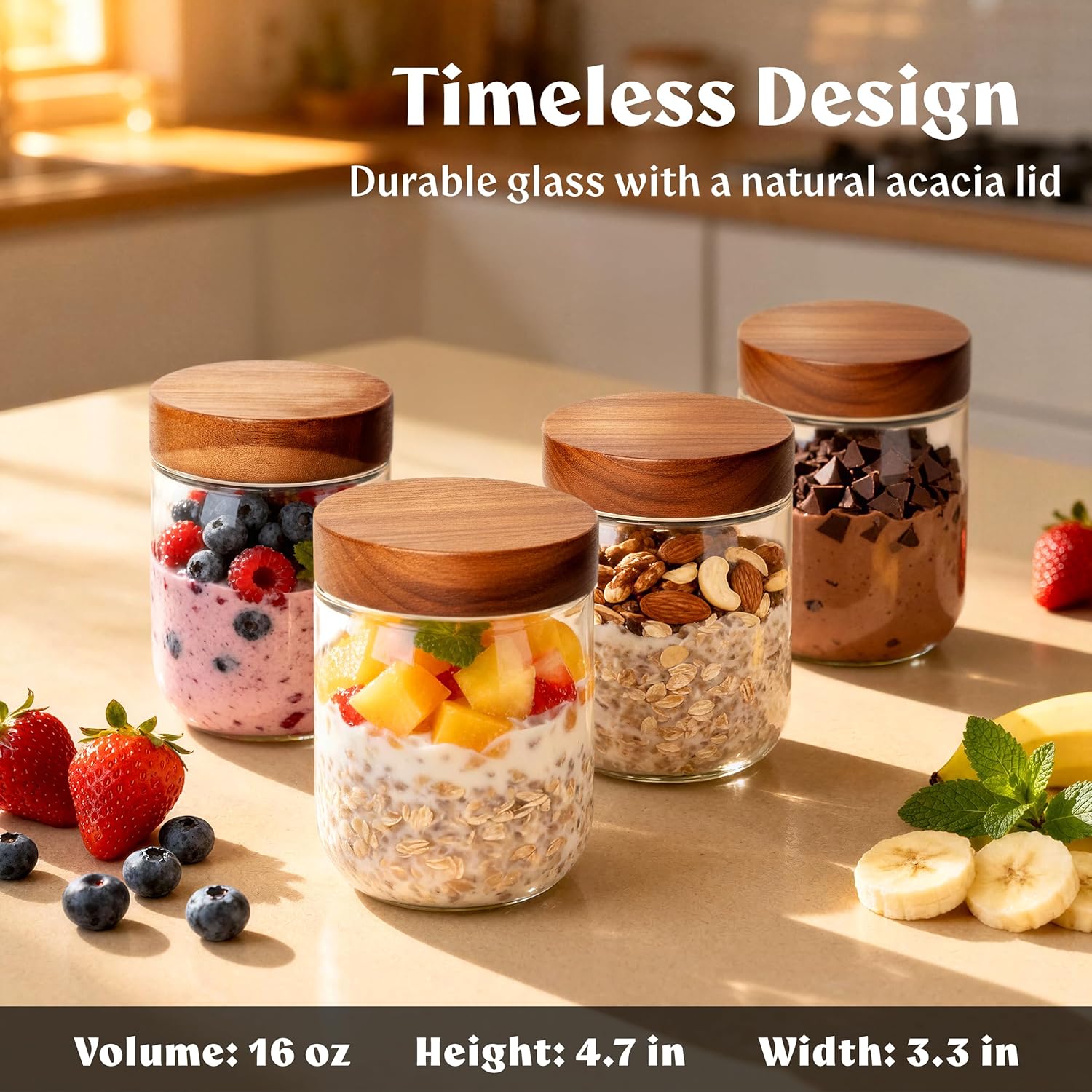 Overnight Oats Containers with - Food Storage Jar Glass reseña y precio