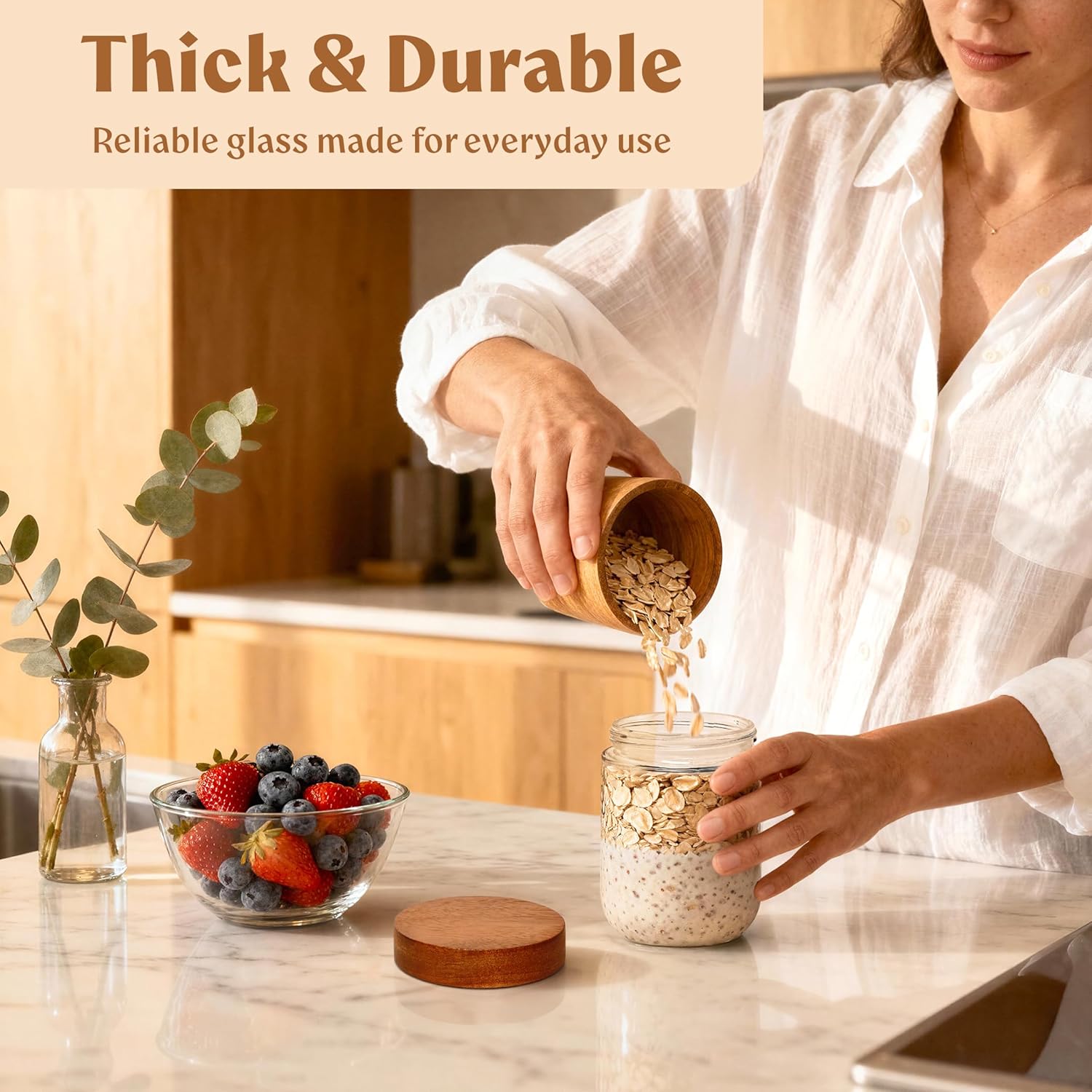 Overnight Oats Containers with - Food Storage Jar Glass reseña y precio