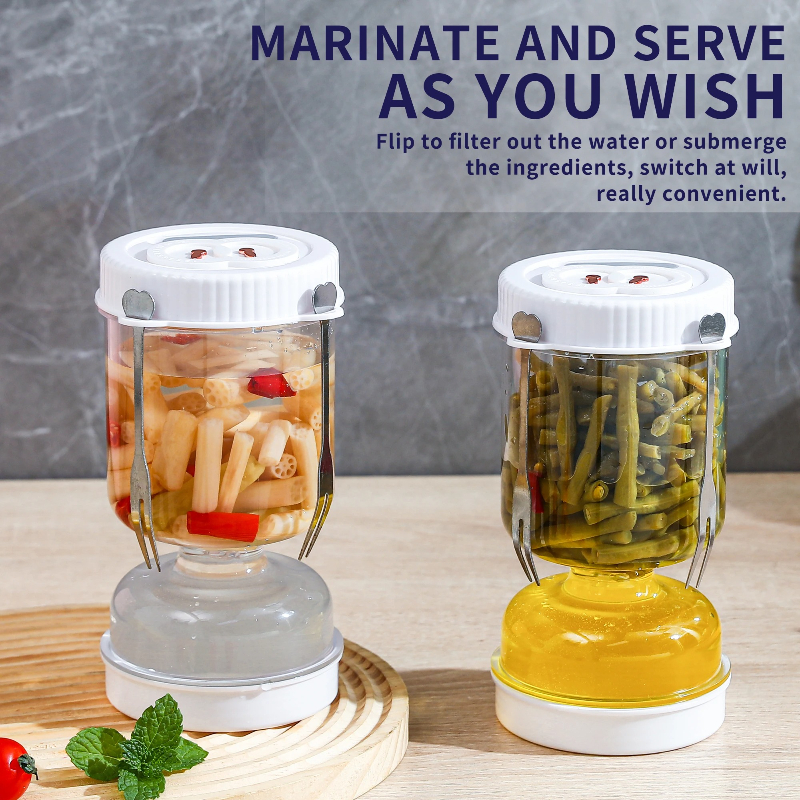 Pickles Jar with Lids Strainer - Food Storage With Dividers reseña y precio