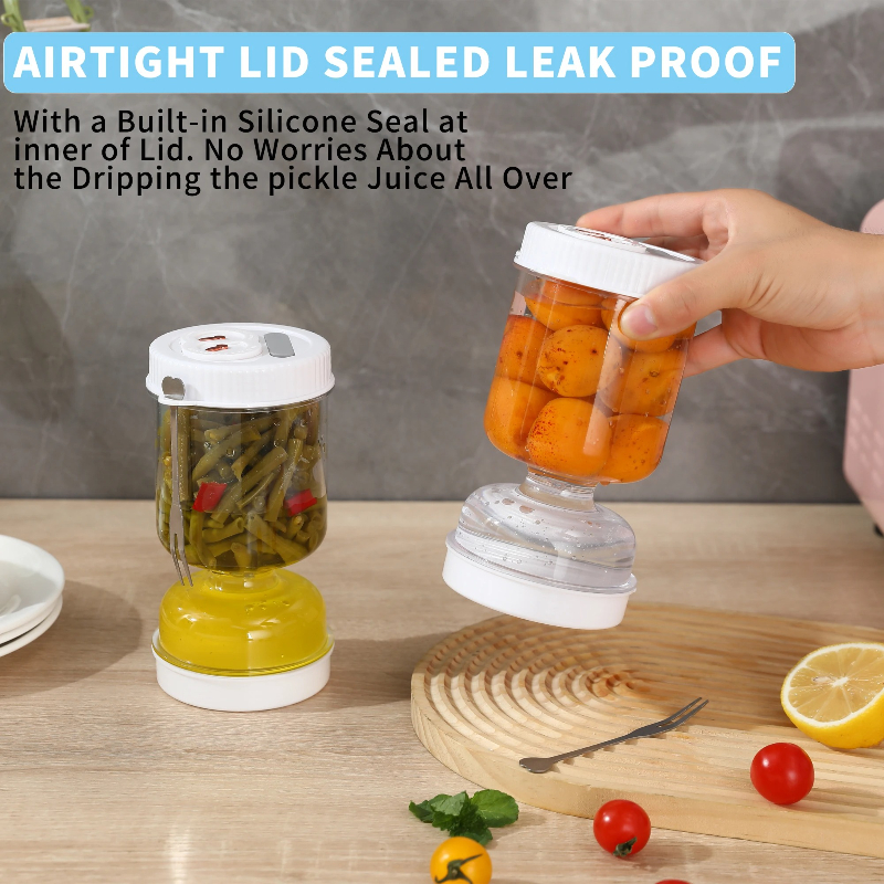 Pickles Jar with Lids Strainer - Food Storage With Dividers reseña y precio