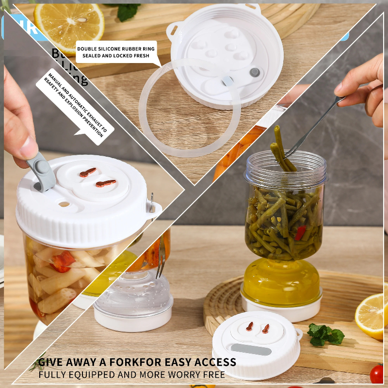 Pickles Jar with Lids Strainer - Food Storage With Dividers reseña y precio
