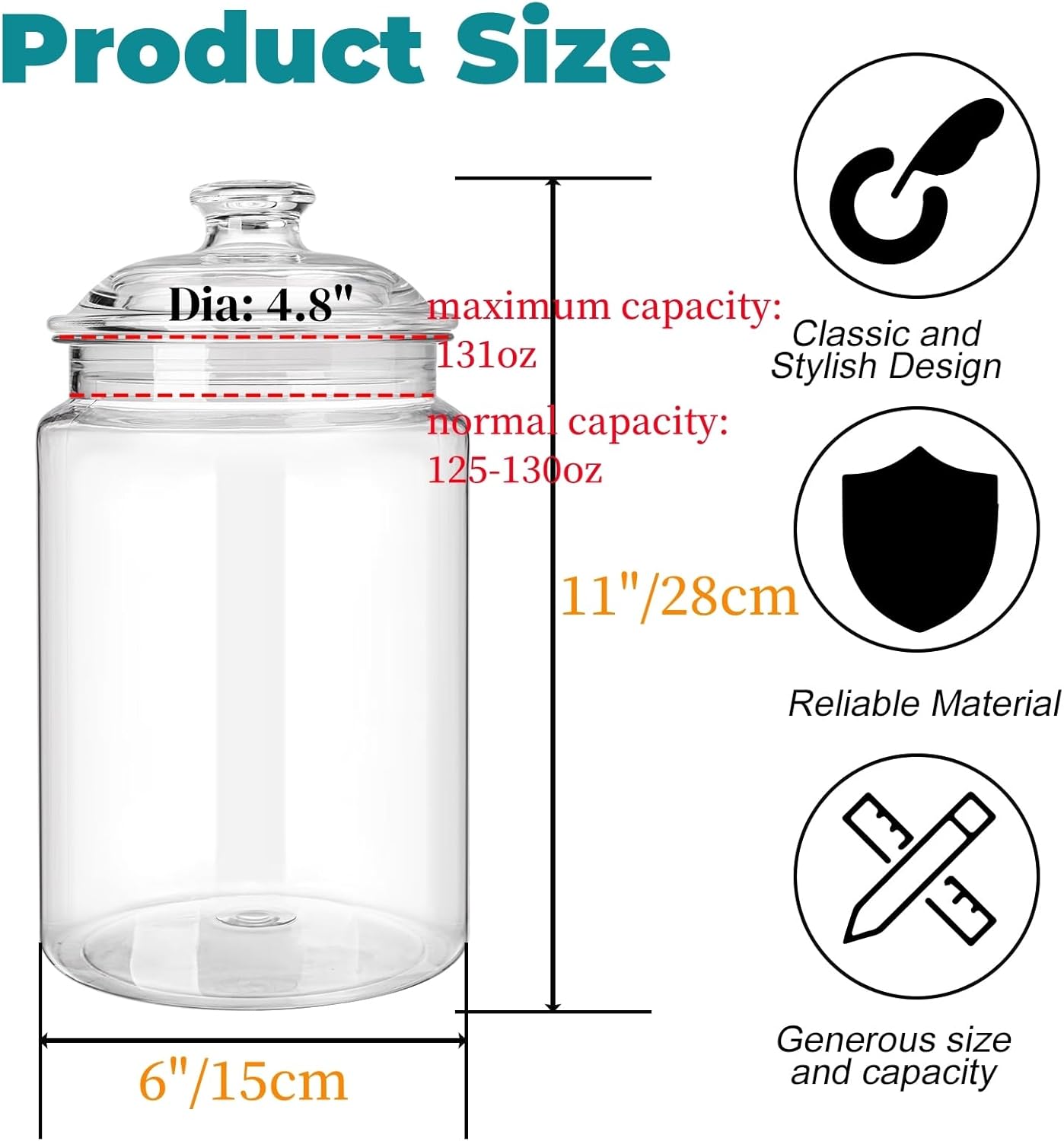 2 Pack 130 oz Large Cookie Jar - Food Storage Jar Glass reseña y precio