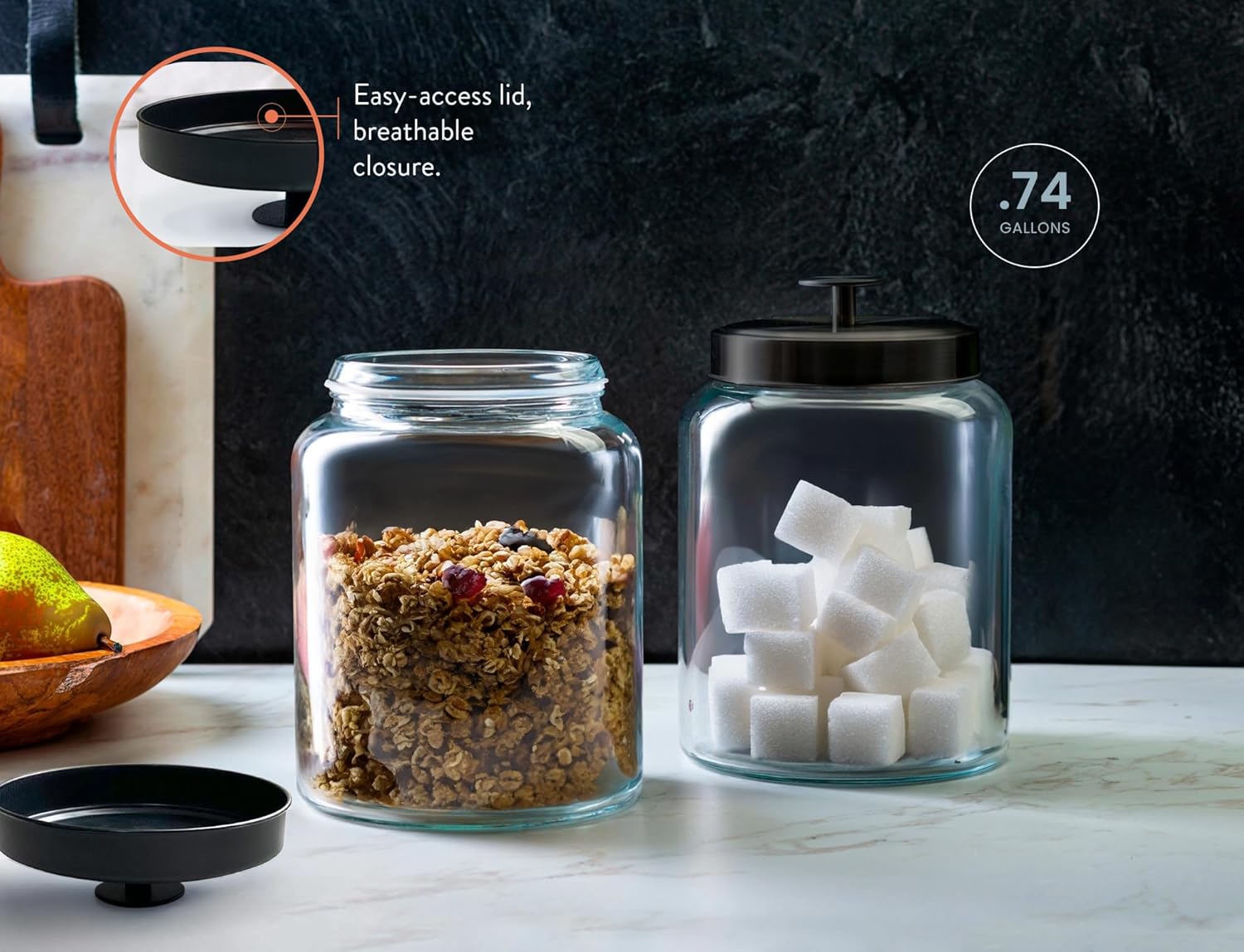 Glass Kitchen Canister Set, Fo - Food Storage Jar Glass reseña y precio