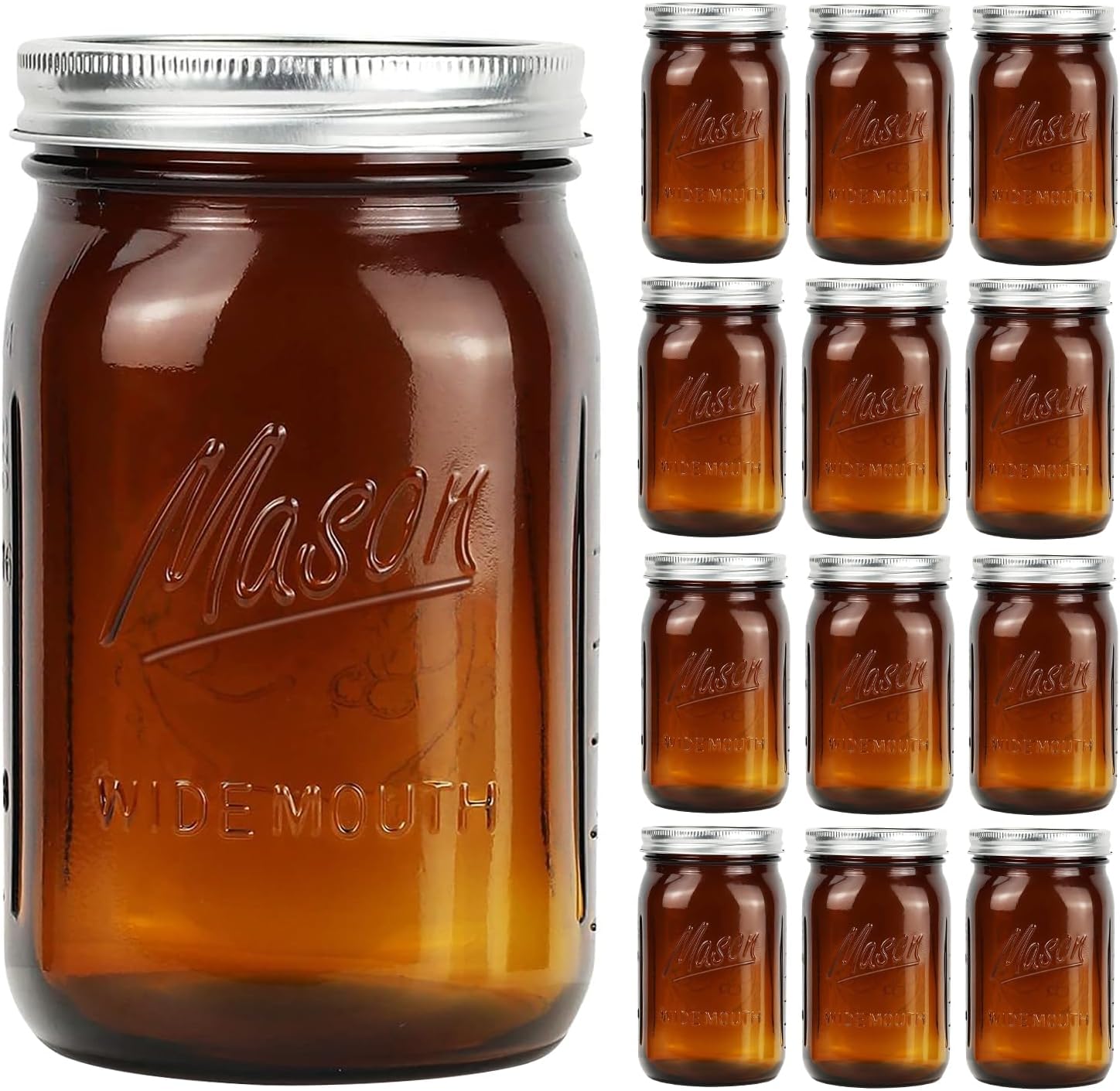 Amber Wide Mouth    Jars 32 oz - Food Storage Jar Glass reseña y precio
