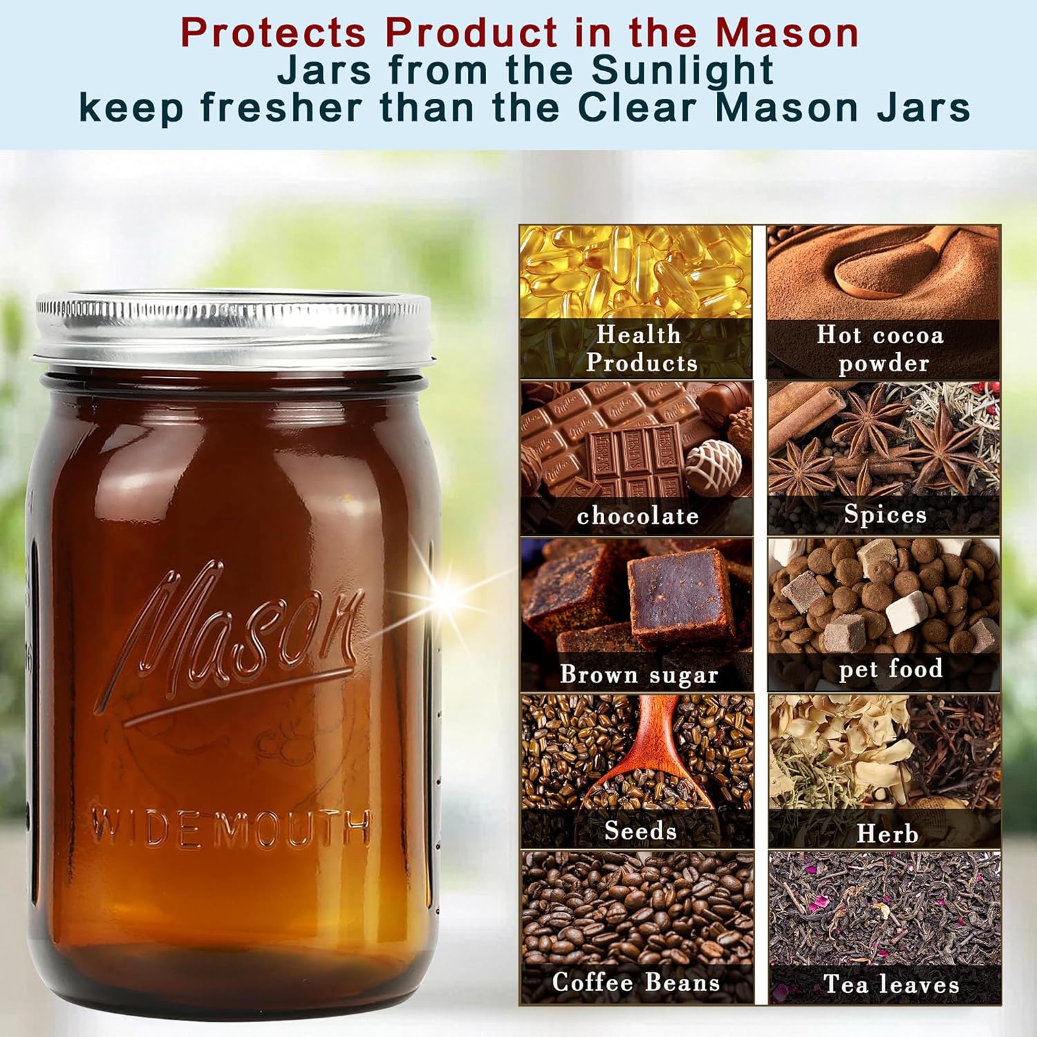 Amber Wide Mouth    Jars 32 oz - Food Storage Jar Glass reseña y precio