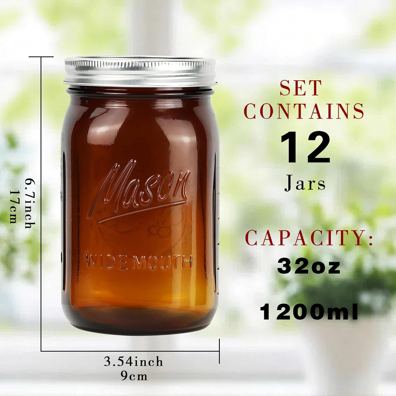 Amber Wide Mouth    Jars 32 oz - Food Storage Jar Glass reseña y precio