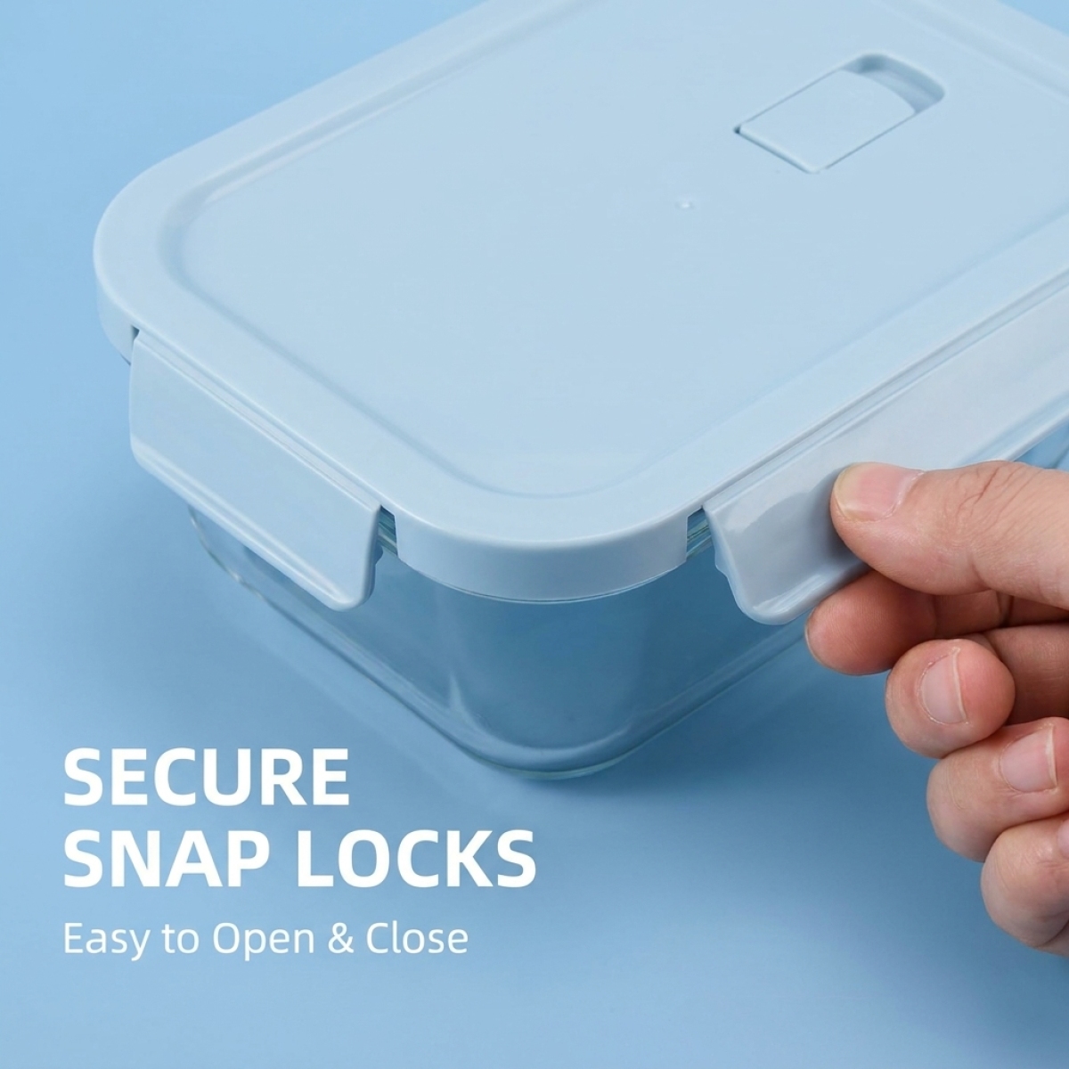 Shallow Blue Glass Bento Box–H - Food Storage Microwave Safe reseña y precio