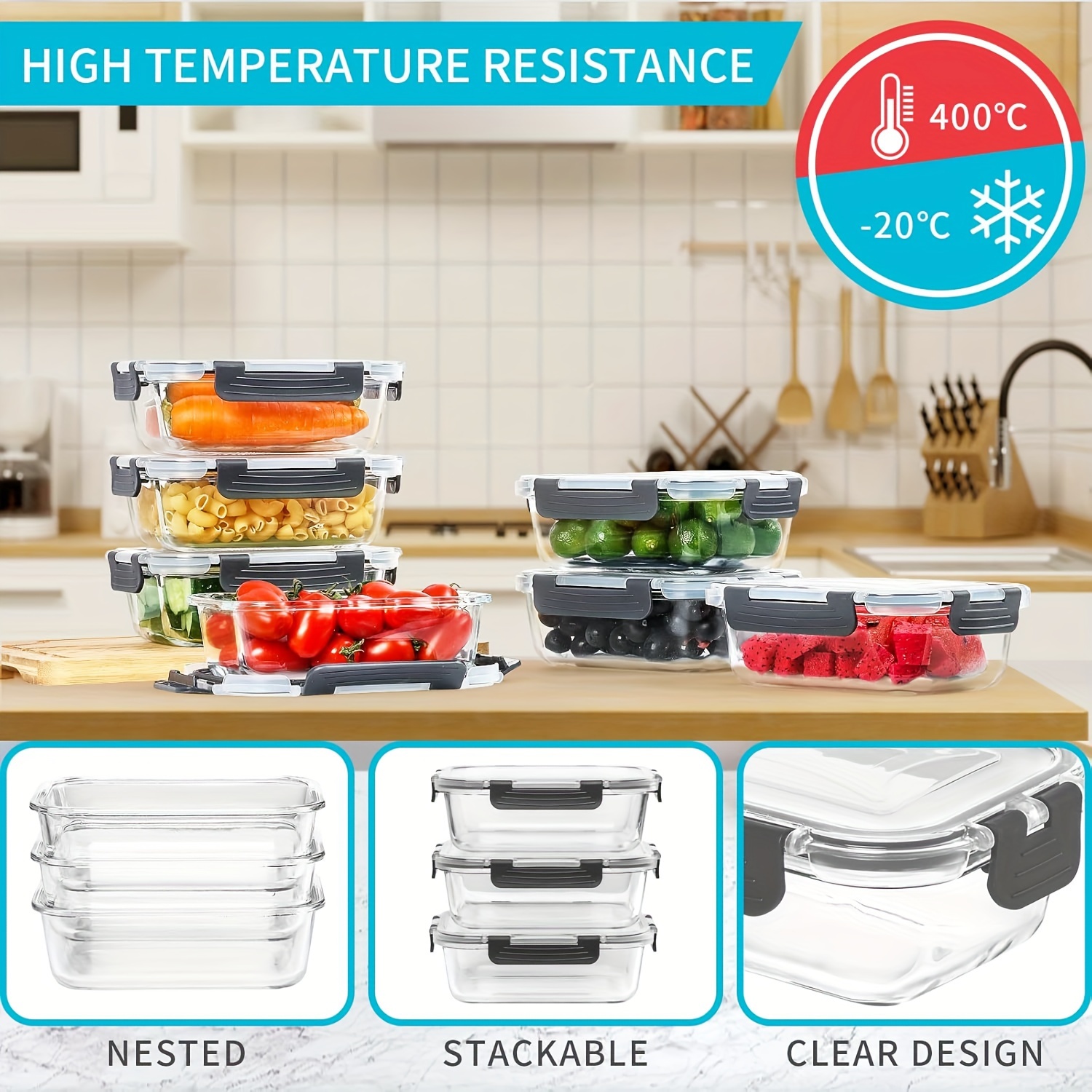 20 Pack 22oz Glass Meal Prep C - Food Storage Without Pantry reseña y precio