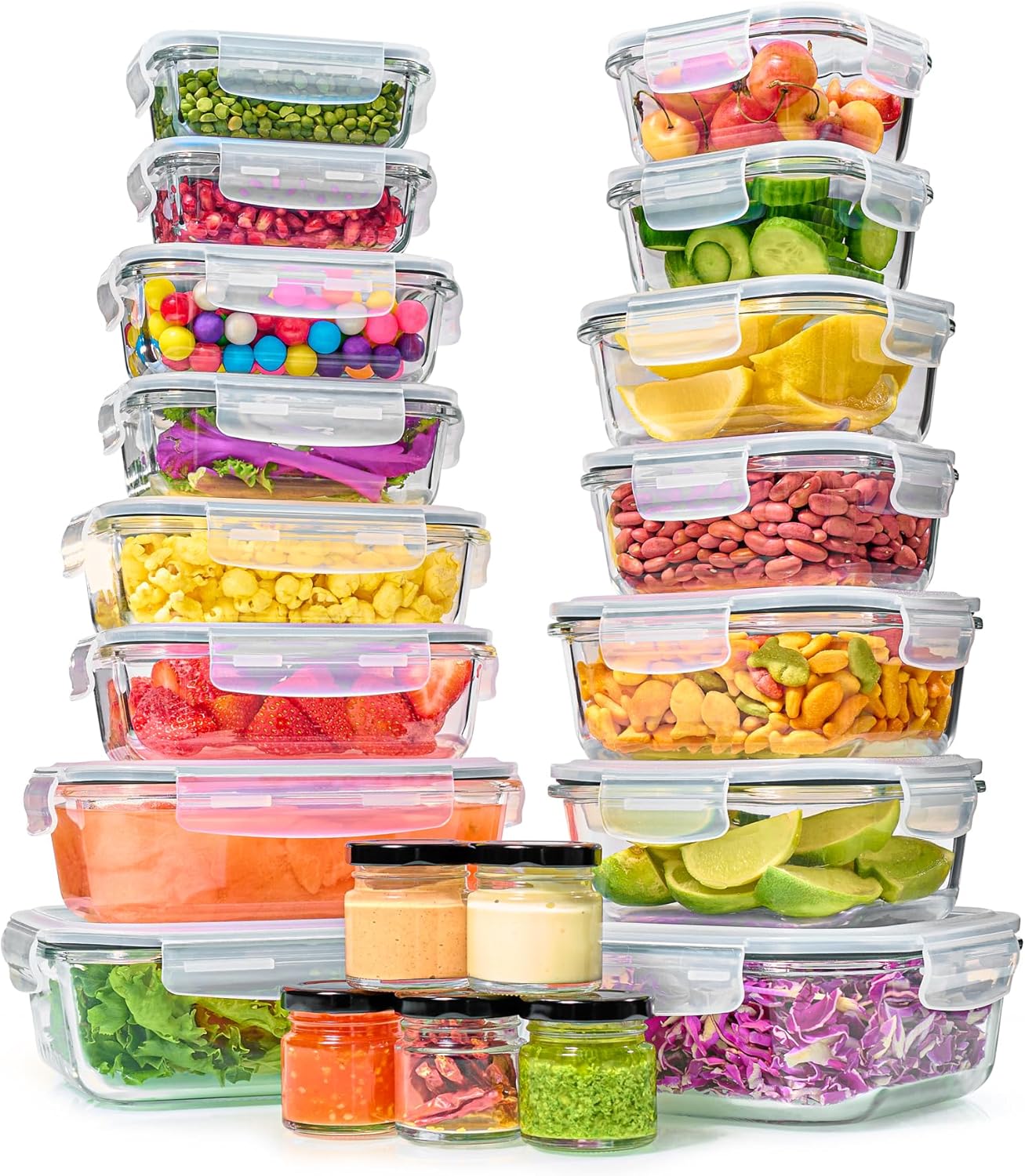 40pc Glass Food Storage Contai - Food Storage Microwave Safe reseña y precio