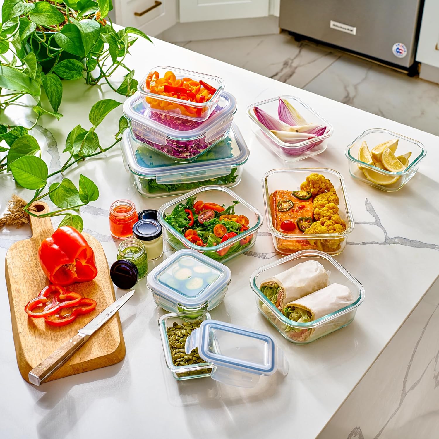 40pc Glass Food Storage Contai - Food Storage Microwave Safe reseña y precio