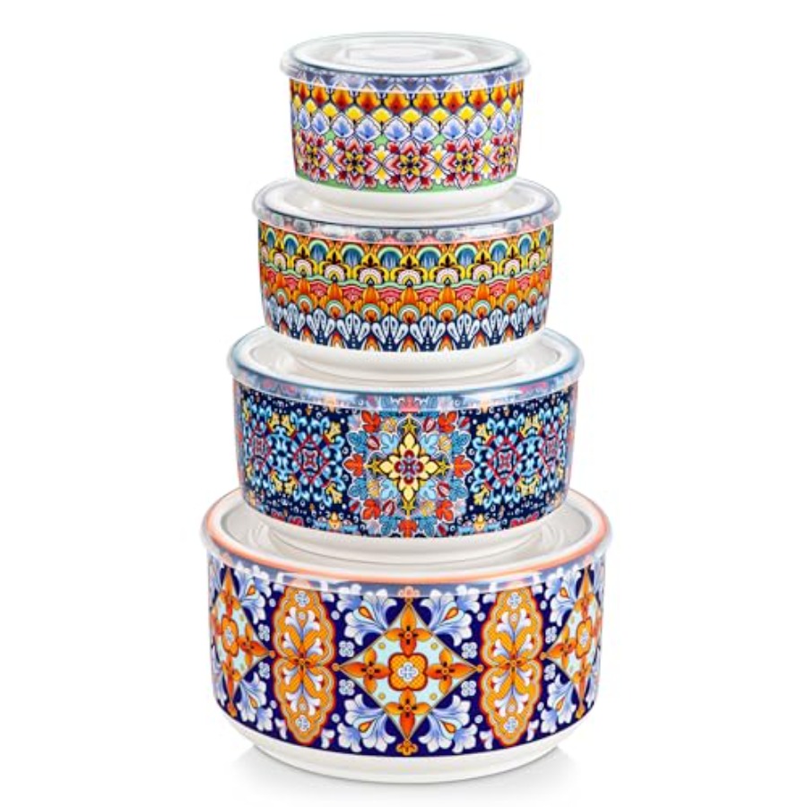 Serving Bowls with Lids Set of - Food Storage Microwave Safe reseña y precio