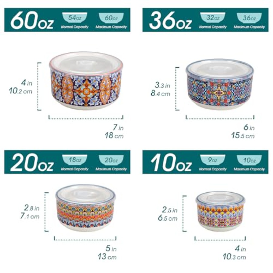 Serving Bowls with Lids Set of - Food Storage Microwave Safe reseña y precio