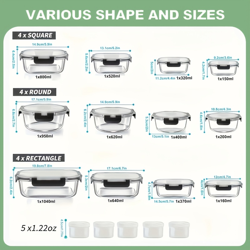 17pcs Glass Food Storage Conta - Food Storage Microwave Safe reseña y precio