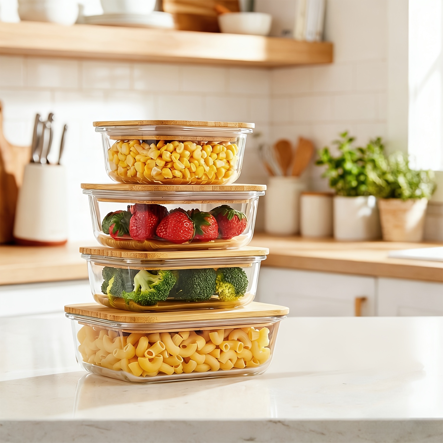 8pcs(4pcs Containers And 4pcs  - Food Storage Microwave Safe reseña y precio