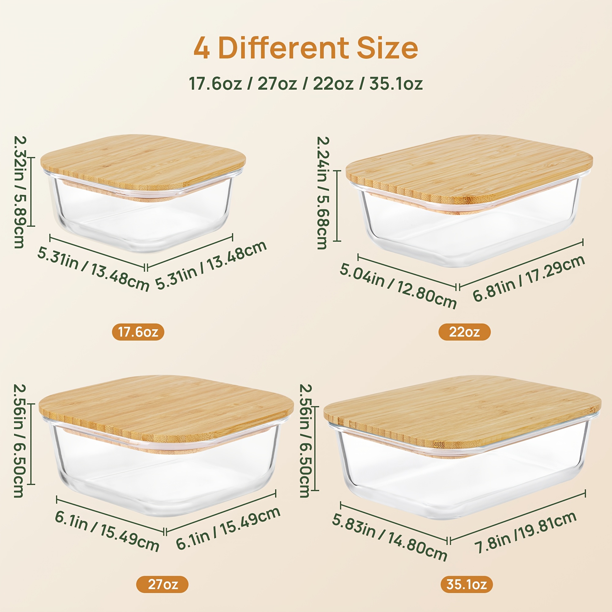 8pcs(4pcs Containers And 4pcs  - Food Storage Microwave Safe reseña y precio