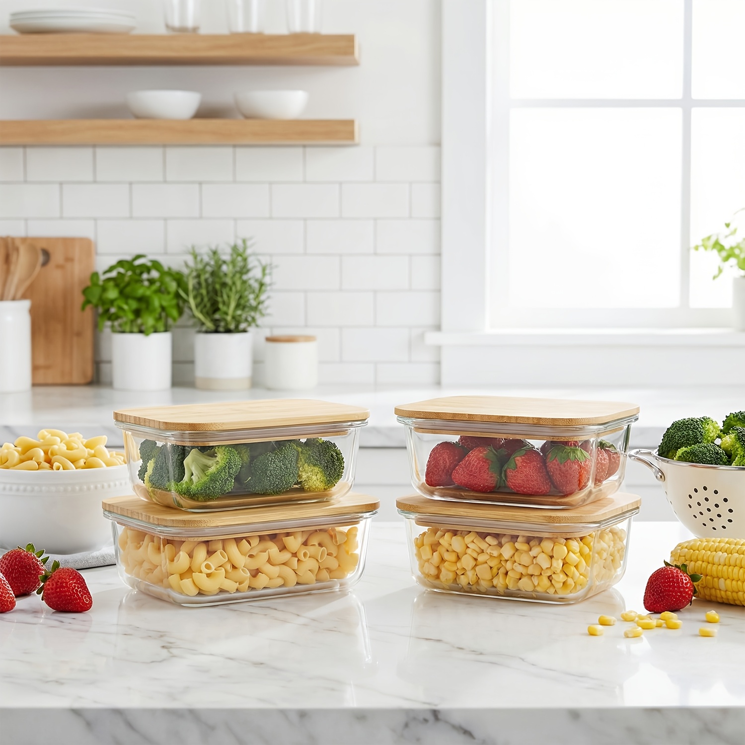 8pcs(4pcs Containers And 4pcs  - Food Storage Microwave Safe reseña y precio