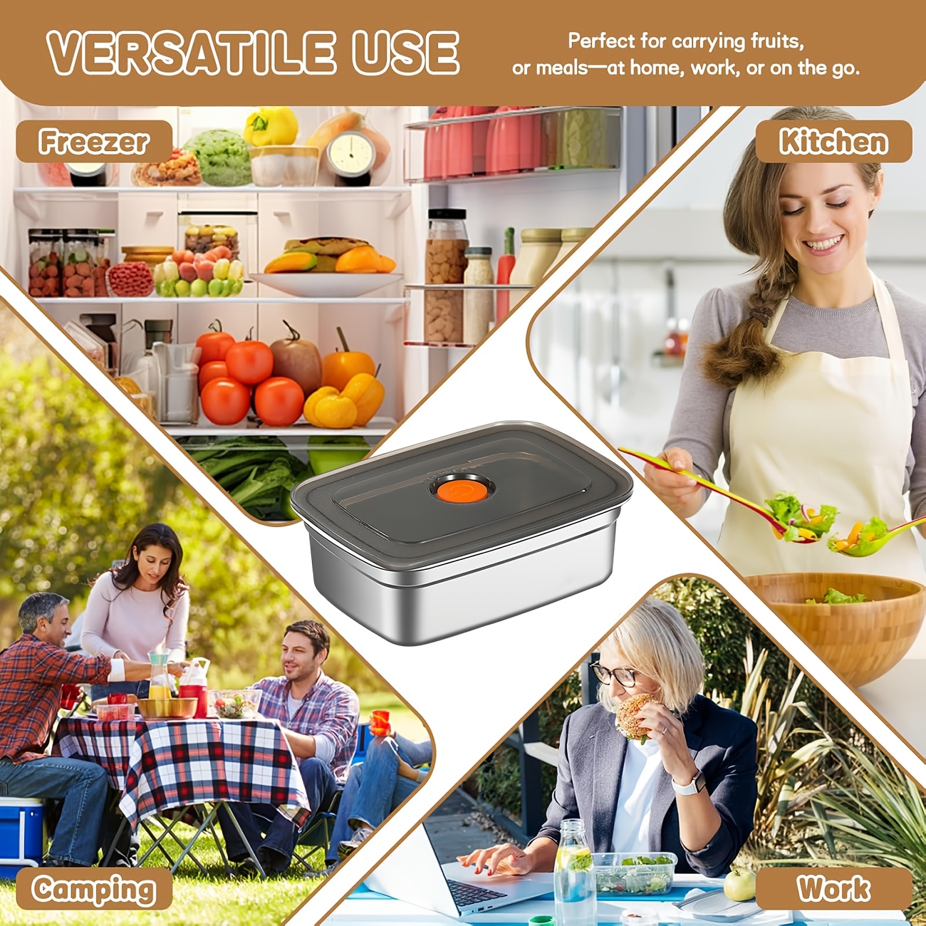 10-Piece Stainless Steel Food  - Food Storage Microwave Safe reseña y precio