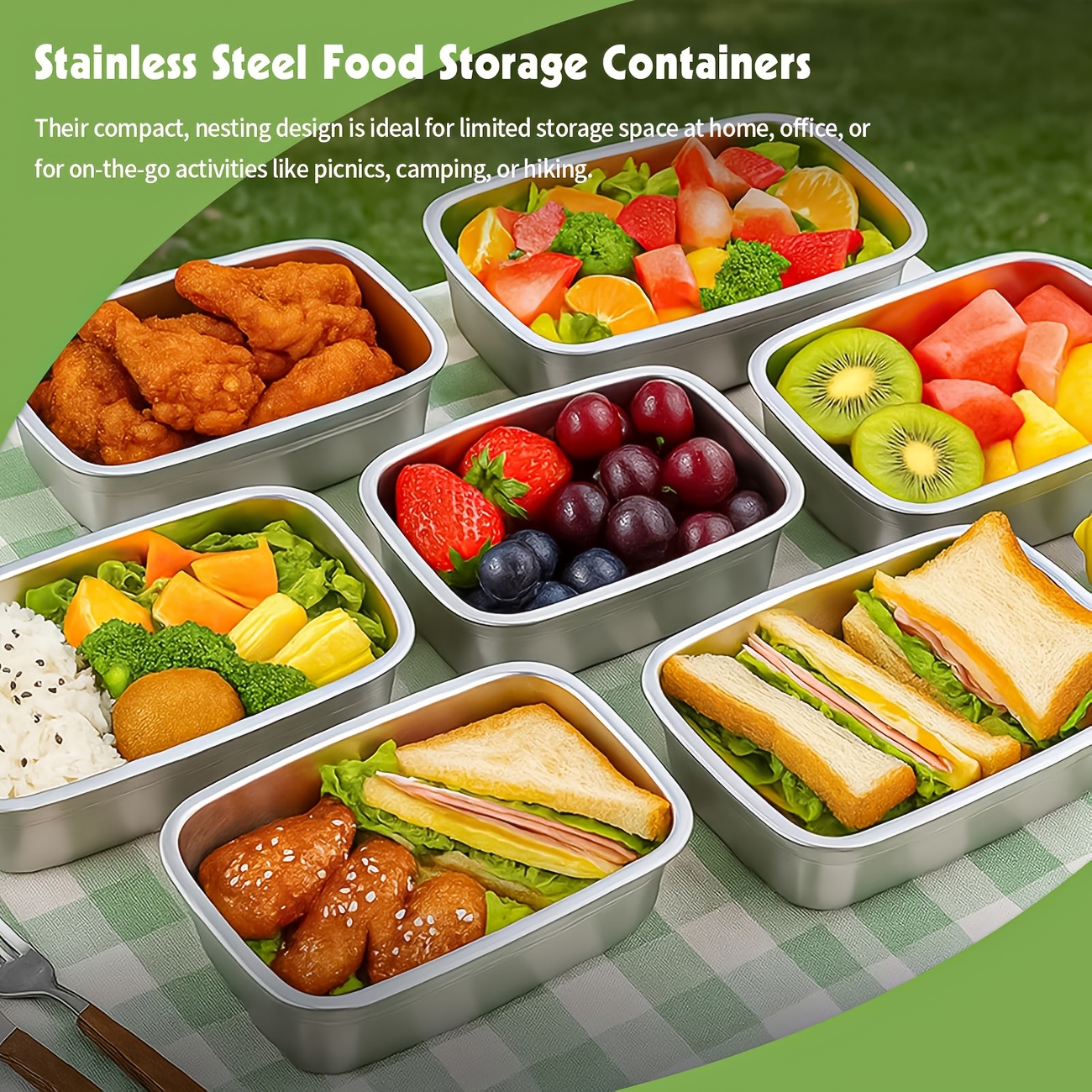 10-Piece Stainless Steel Food  - Food Storage Microwave Safe reseña y precio