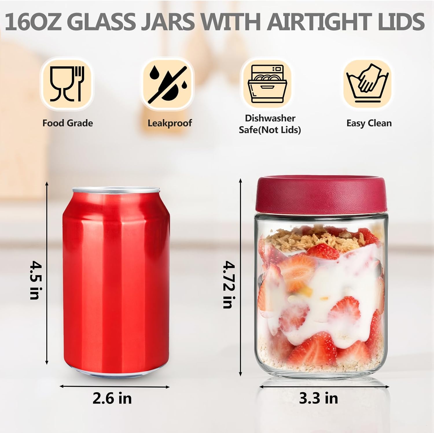 12 Pack Overnight Oats Contain - Food Storage Jar Glass reseña y precio
