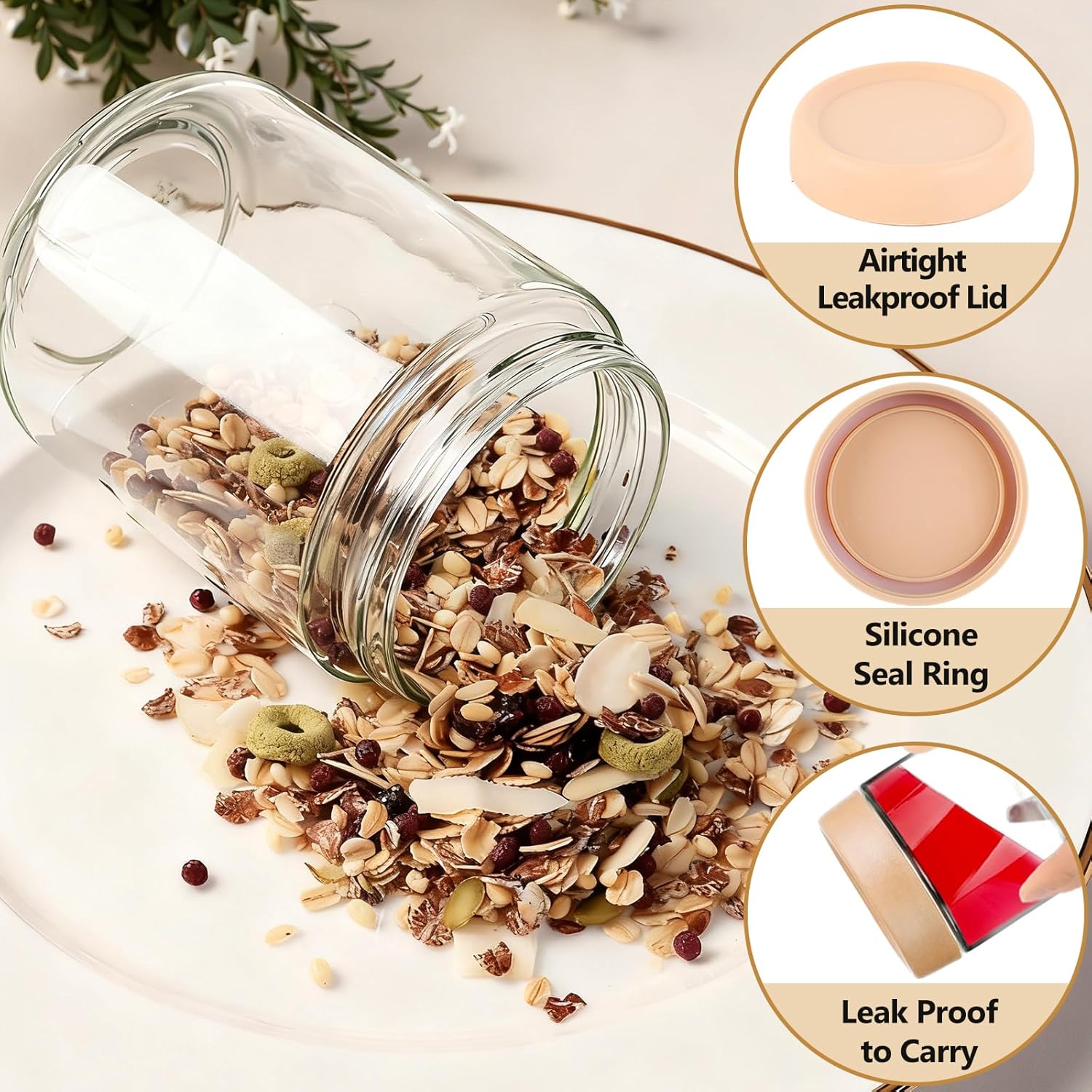 12 Pack Overnight Oats Contain - Food Storage Jar Glass reseña y precio