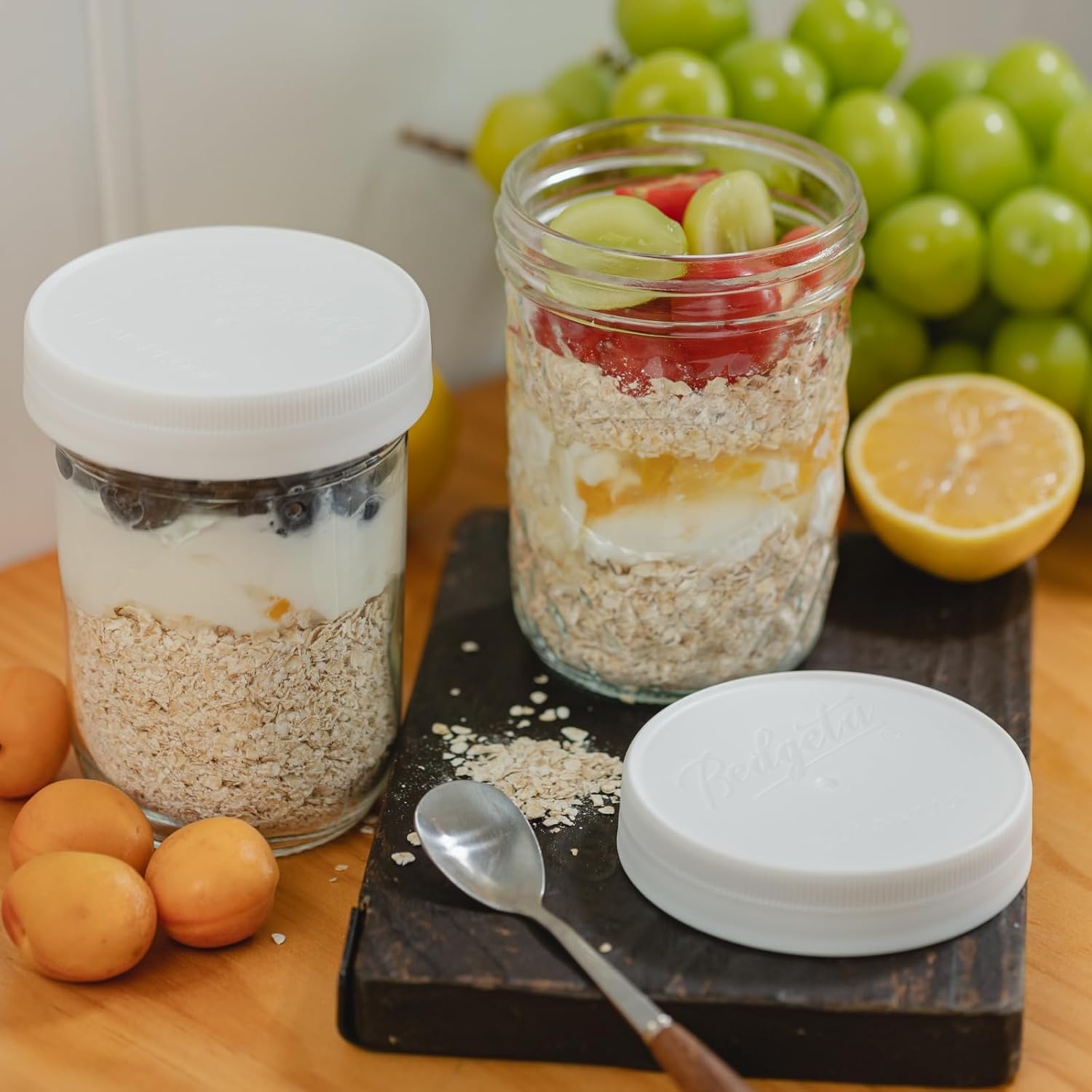 12 Pack 16 oz Wide Mouth Clear - Food Storage Jar Glass reseña y precio
