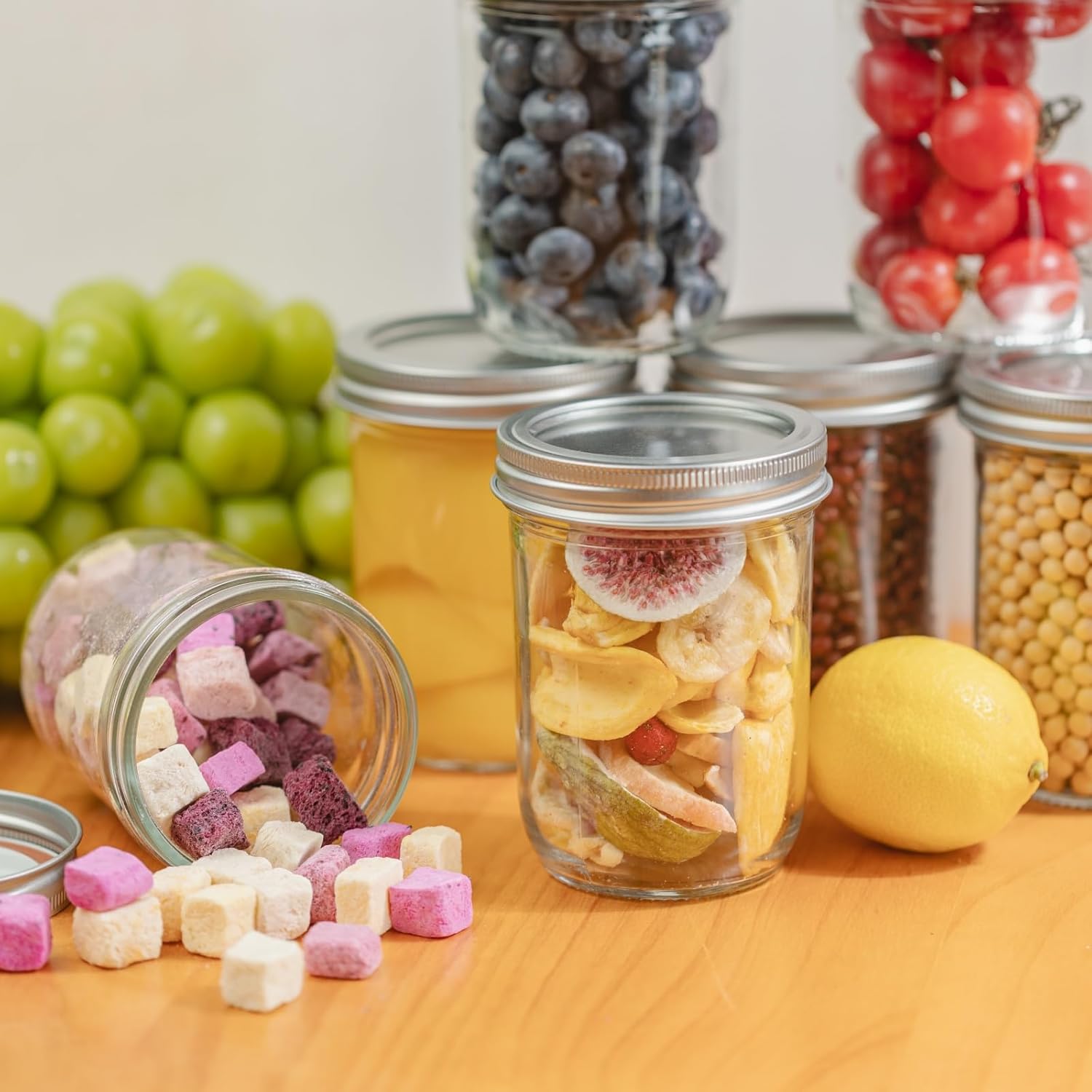 12 Pack 16 oz Wide Mouth Clear - Food Storage Jar Glass reseña y precio